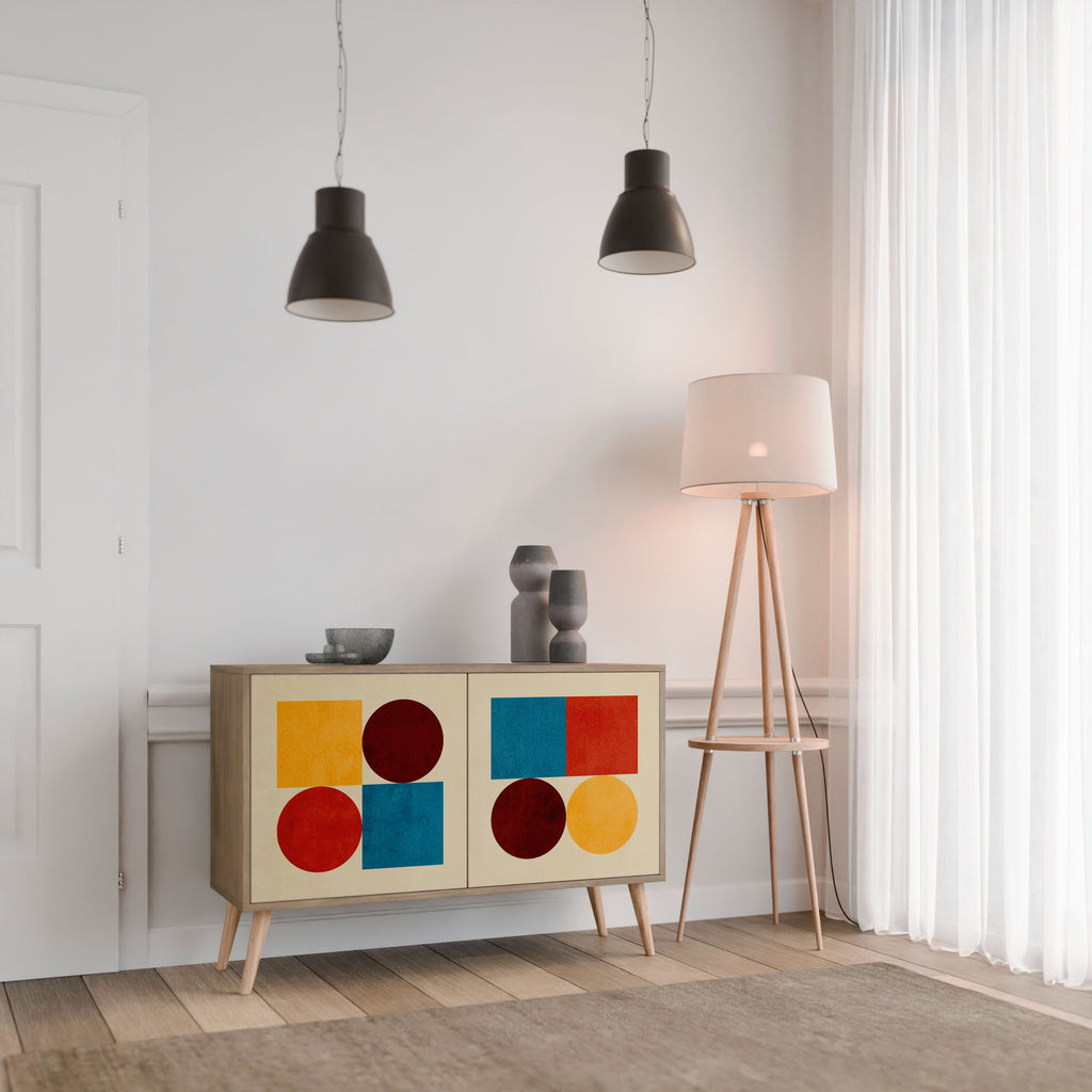 GEOMETRIC PUZZLE 2-Door Sideboard in Oak Effect