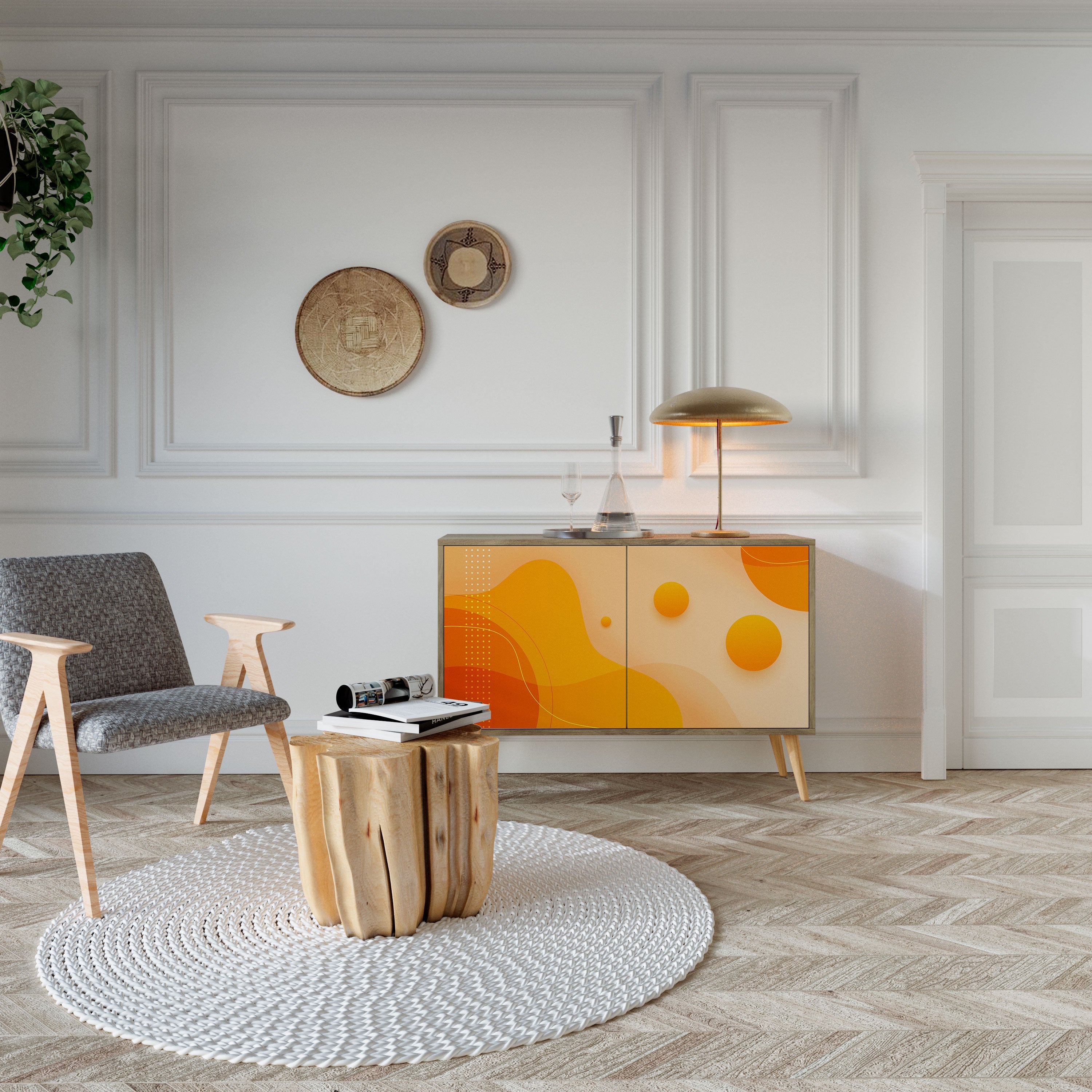 Buffet 2 portes effet chêne ORANGE ARRANGEMENT