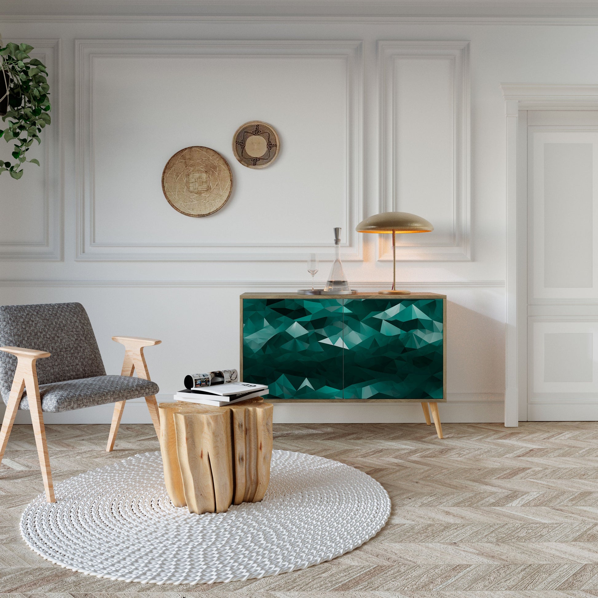 POLYGONAL FLOATING 2-Door Sideboard in Oak Effect