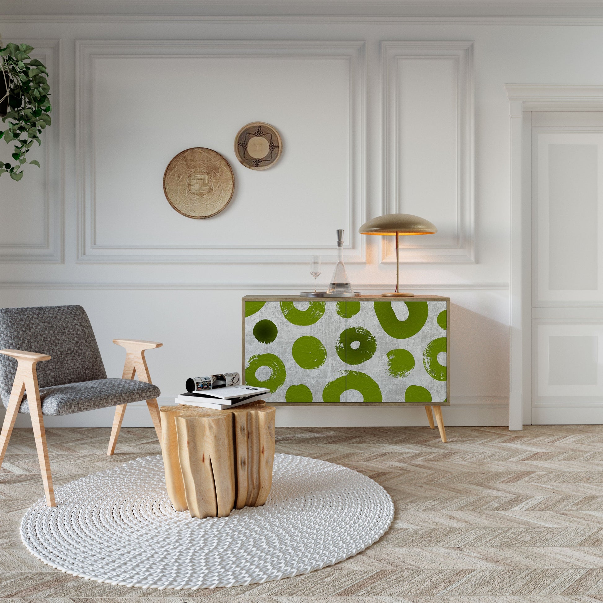 GREEN RHAPSODY 2-Door Sideboard in Oak Effect