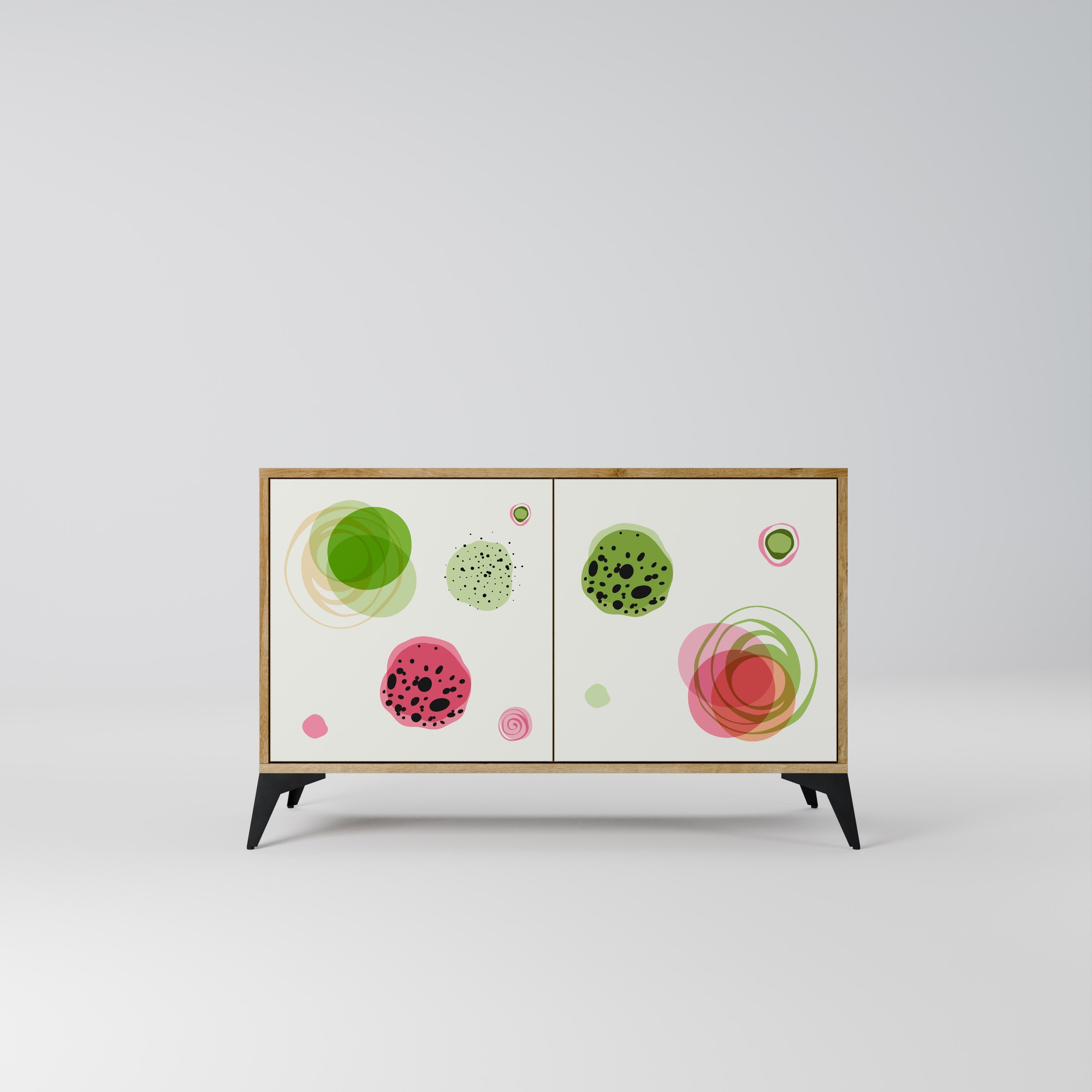 Buffet 2 portes COLORFUL COSMOS effet chêne