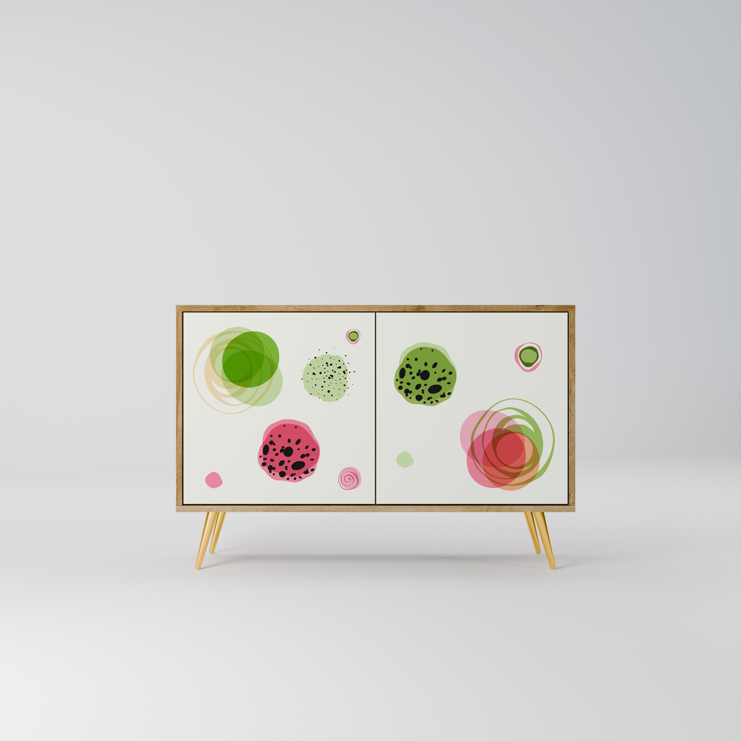 Buffet 2 portes COLORFUL COSMOS effet chêne