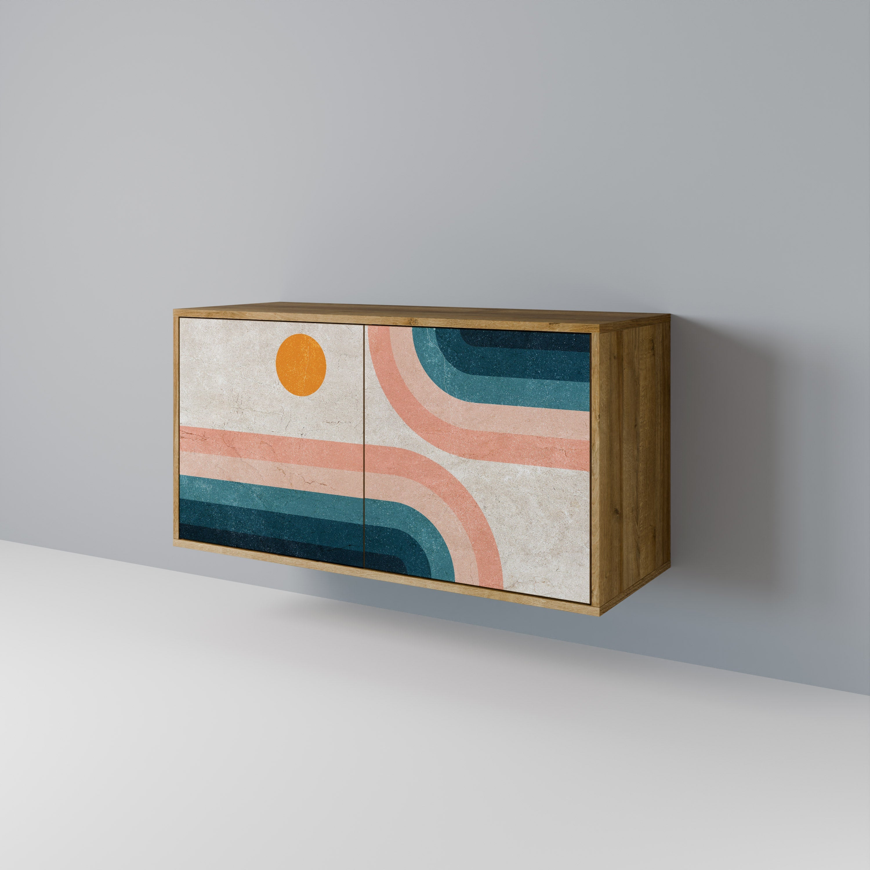 Buffet 2 portes TWO HALVES effet chêne