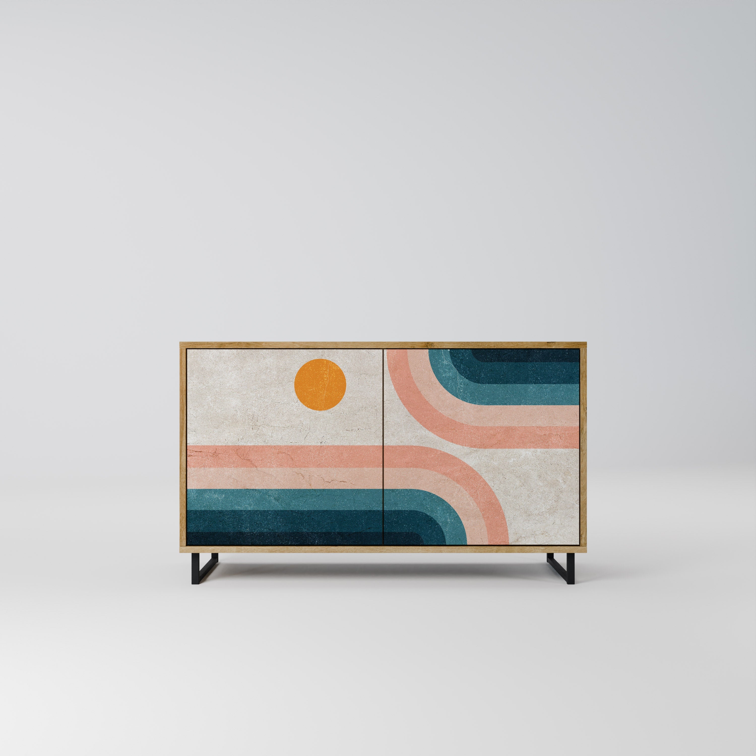 Buffet 2 portes TWO HALVES effet chêne