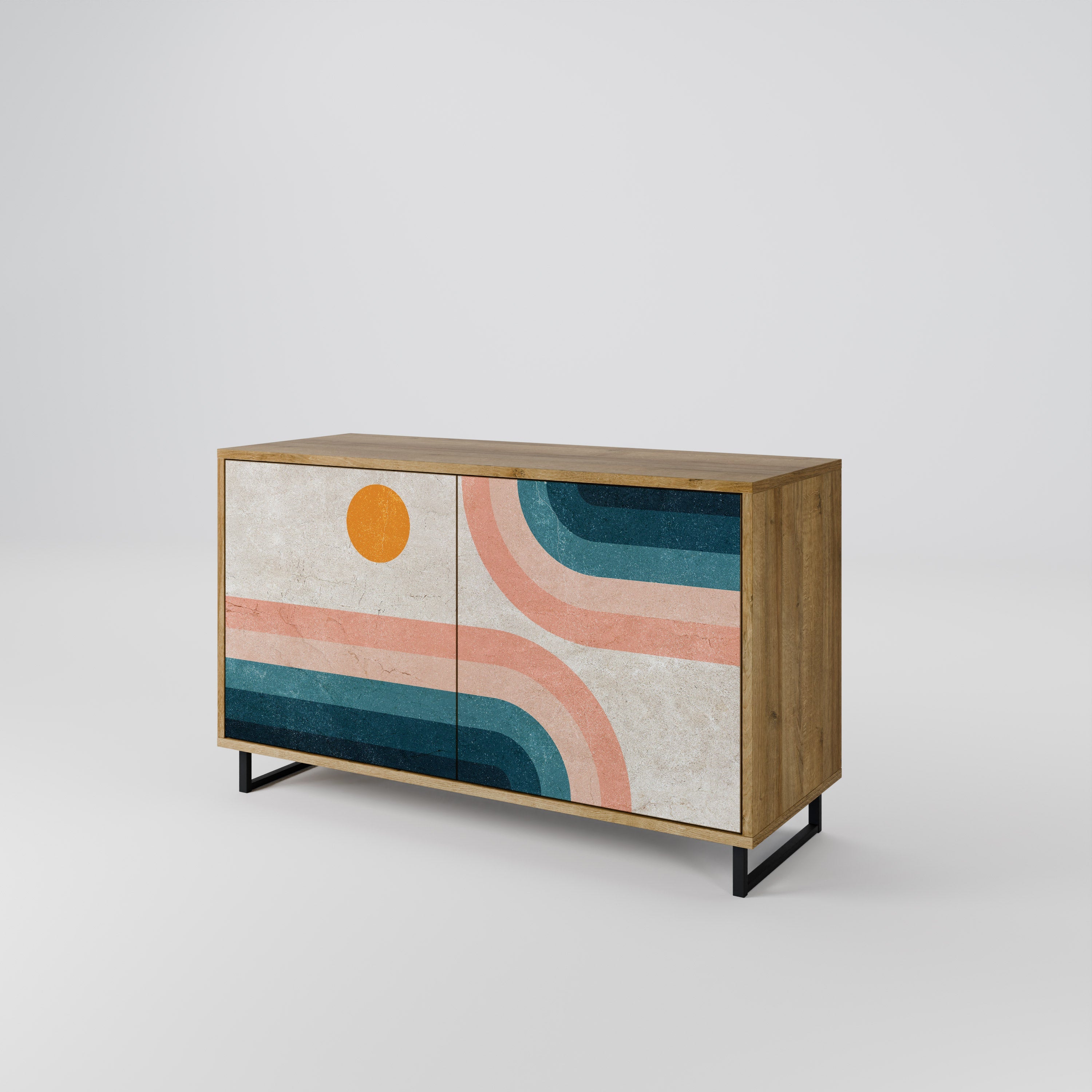 Buffet 2 portes TWO HALVES effet chêne