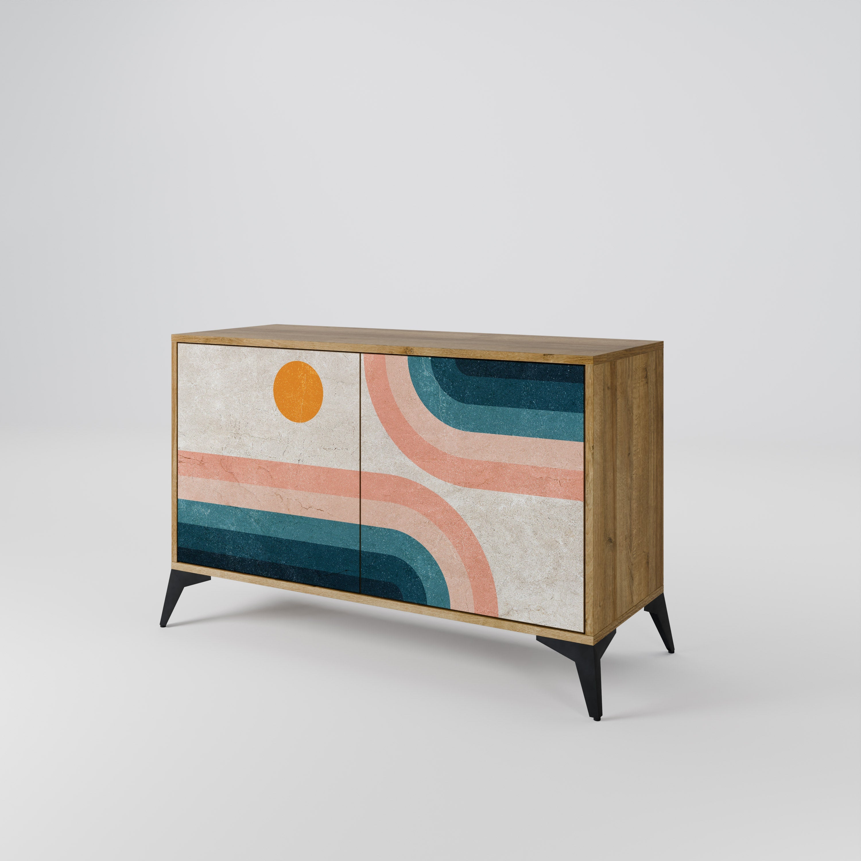 Buffet 2 portes TWO HALVES effet chêne