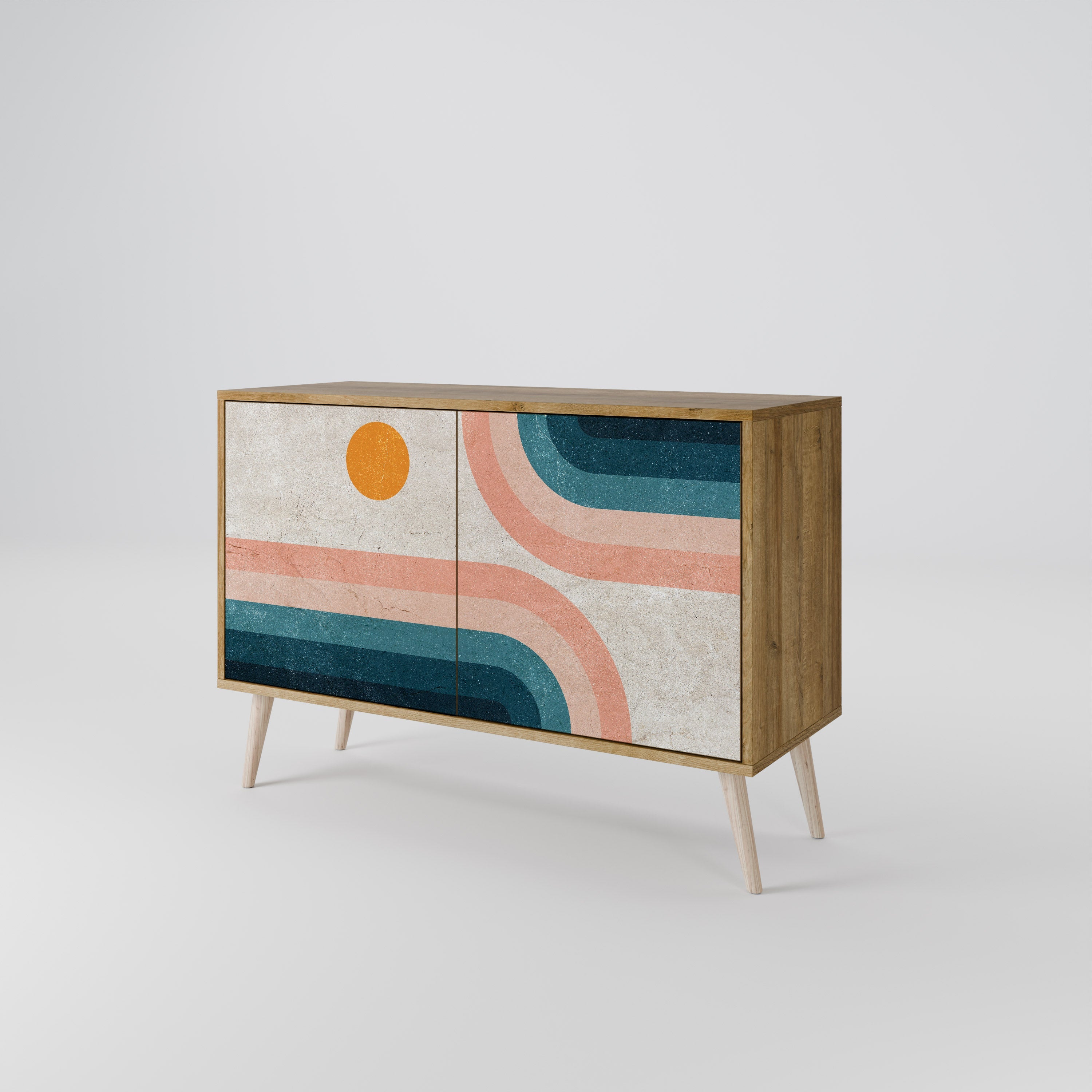 Buffet 2 portes TWO HALVES effet chêne