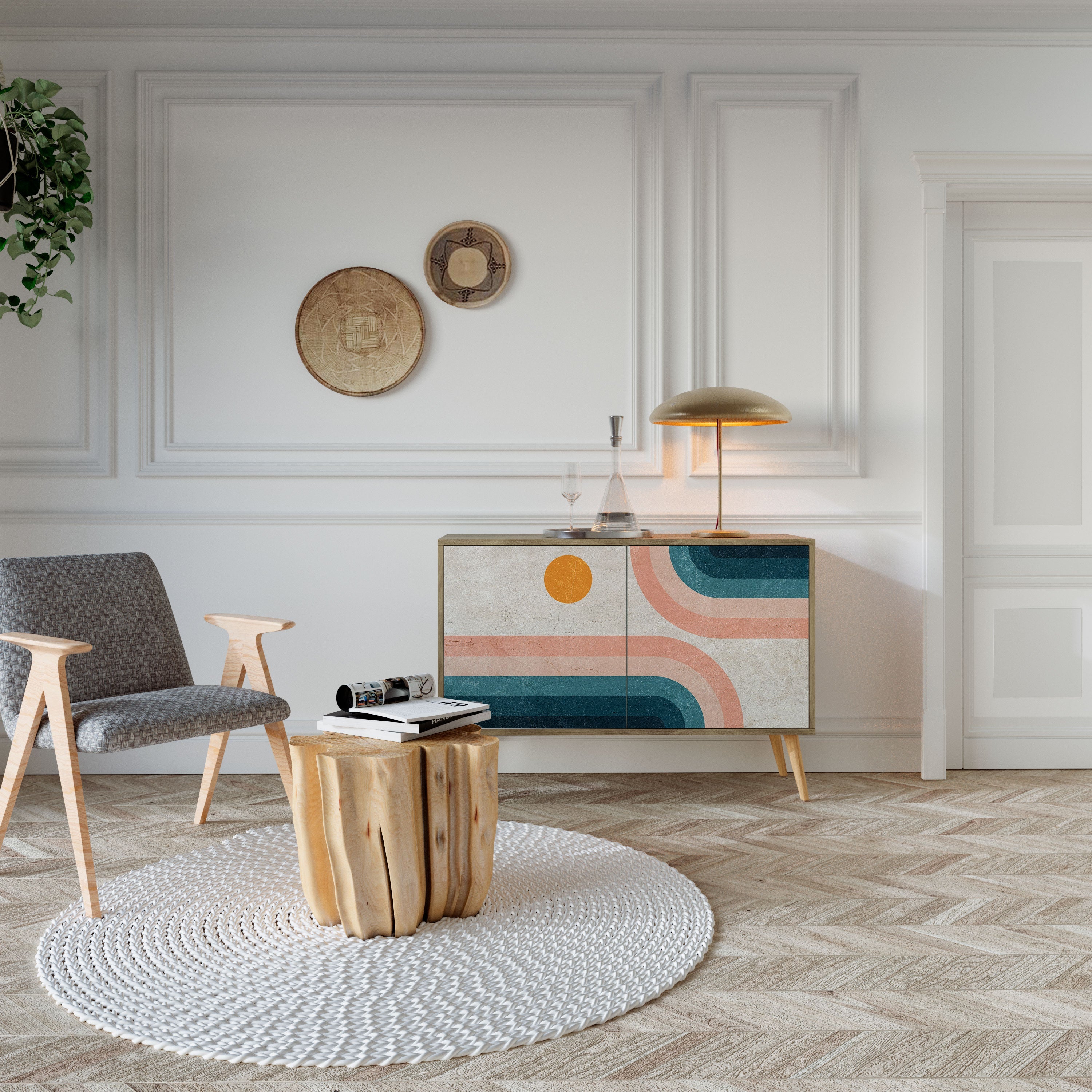 Buffet 2 portes TWO HALVES effet chêne