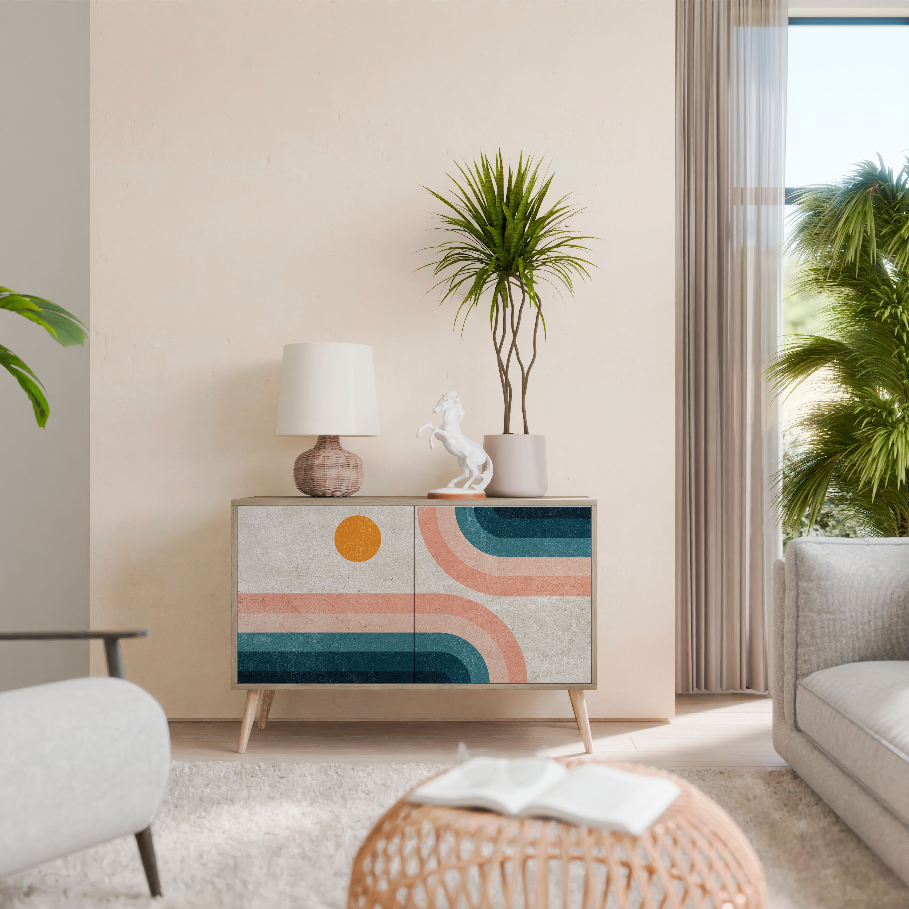 Buffet 2 portes TWO HALVES effet chêne