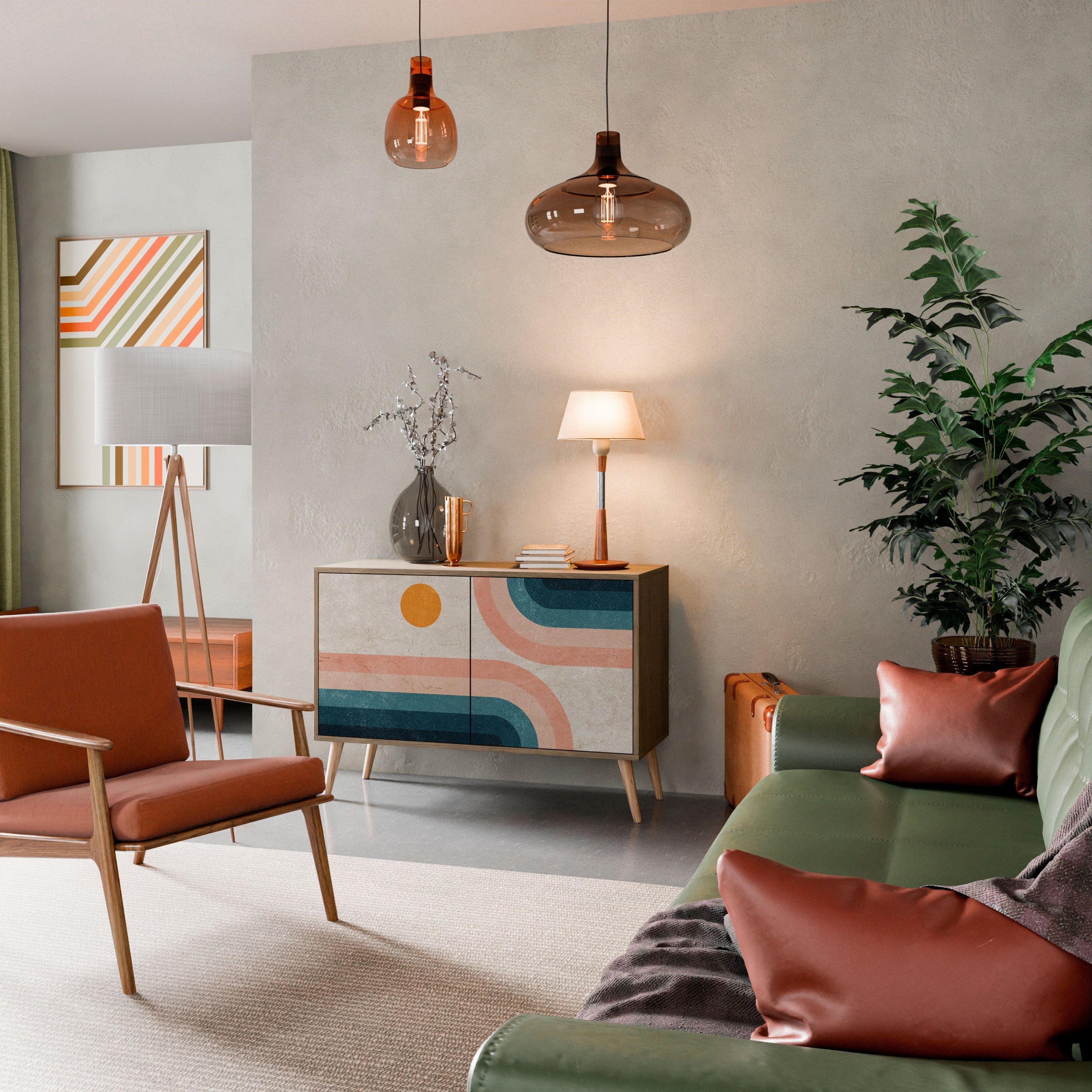 Buffet 2 portes TWO HALVES effet chêne