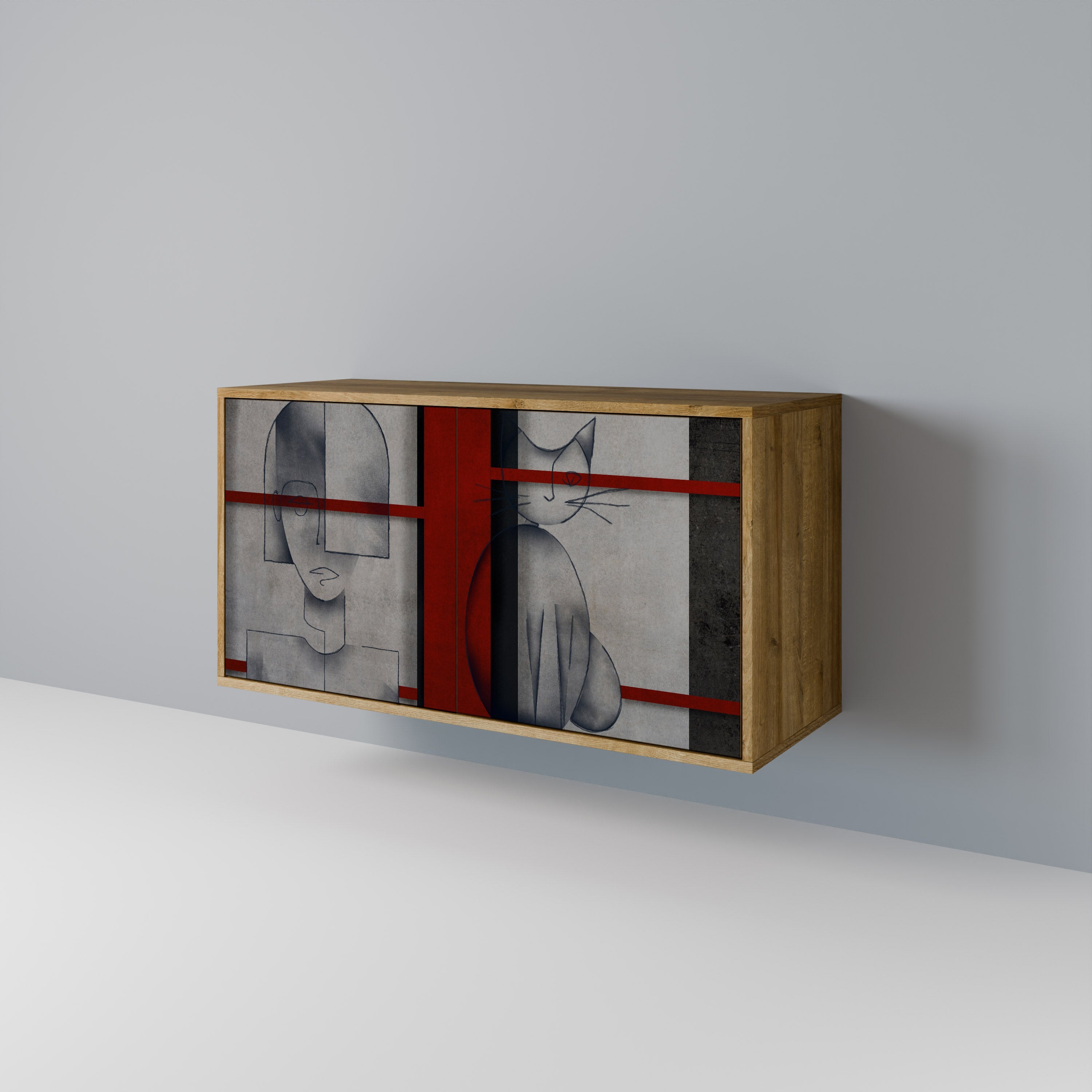 Buffet 2 portes GRAY FIGURES effet chêne