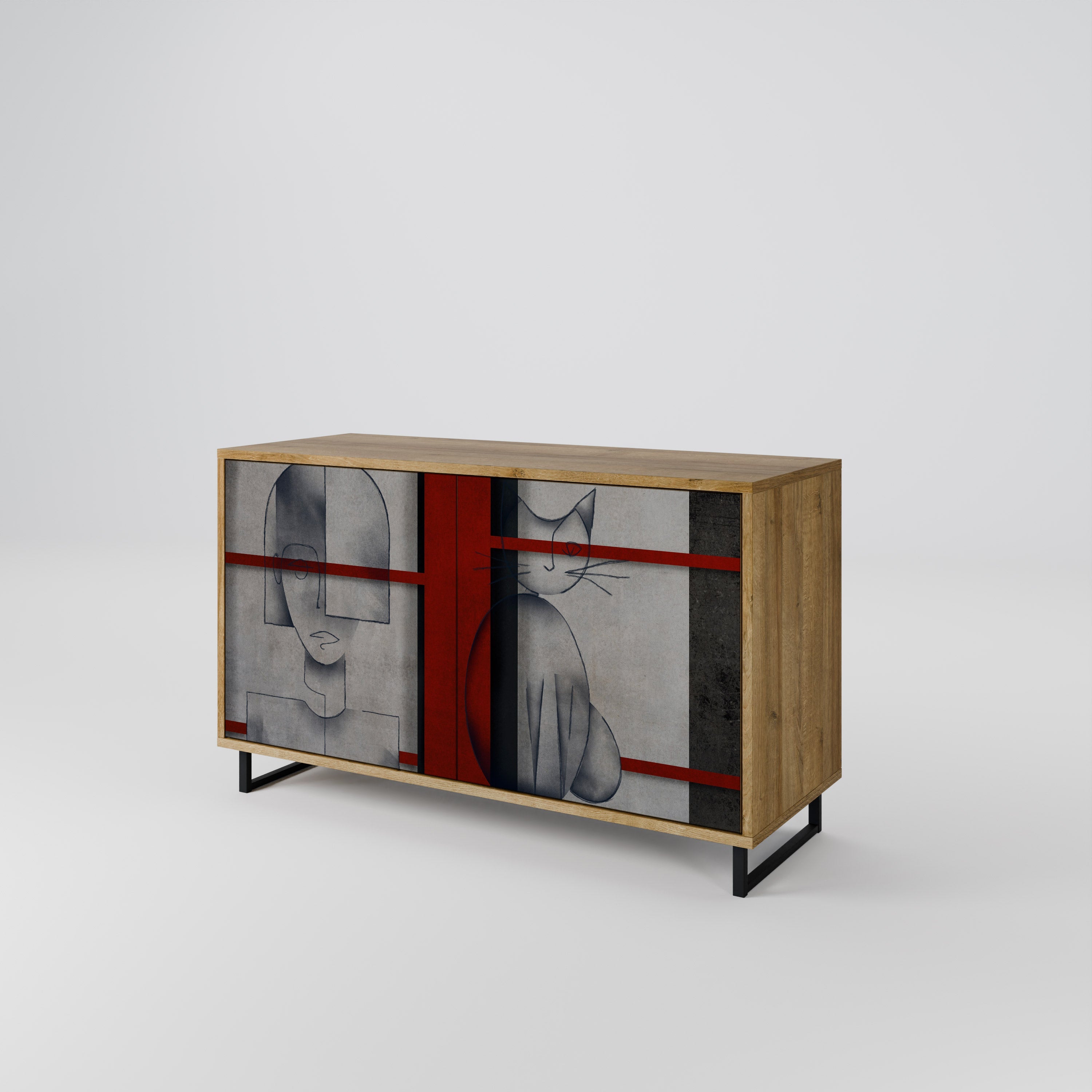 Buffet 2 portes GRAY FIGURES effet chêne