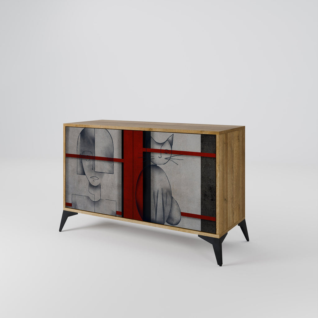 GRAY FIGURES 2-Door Sideboard in Oak Effect