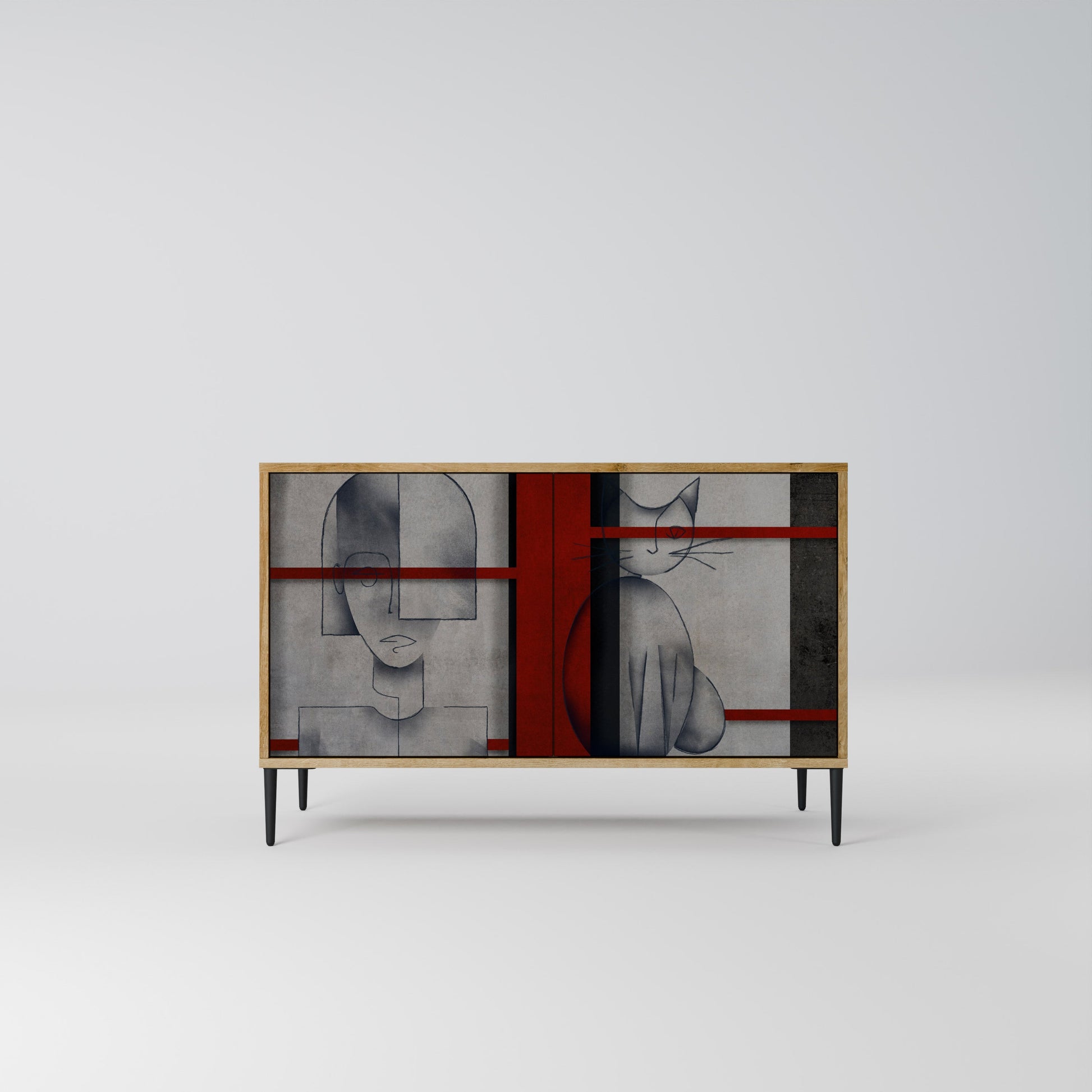 GRAY FIGURES 2-Door Sideboard in Oak Effect