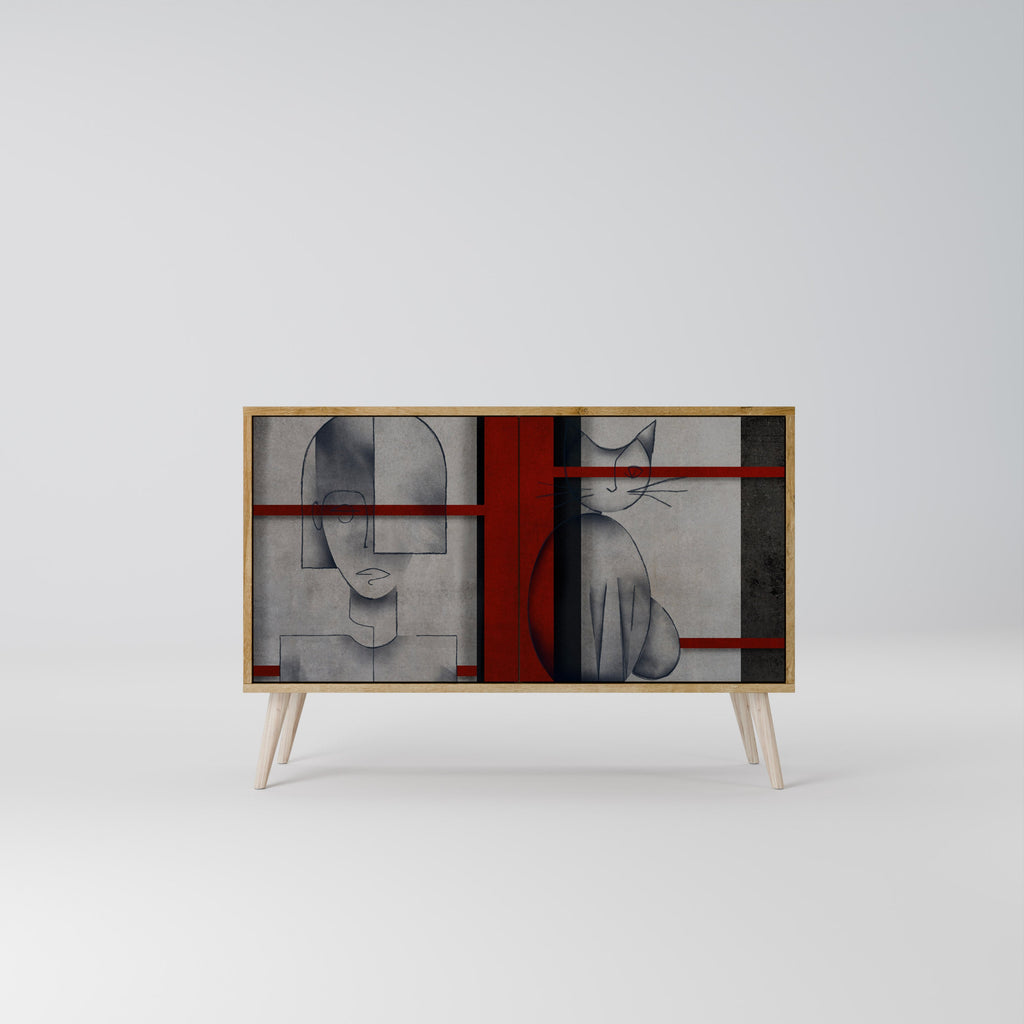 GRAY FIGURES 2-Door Sideboard in Oak Effect