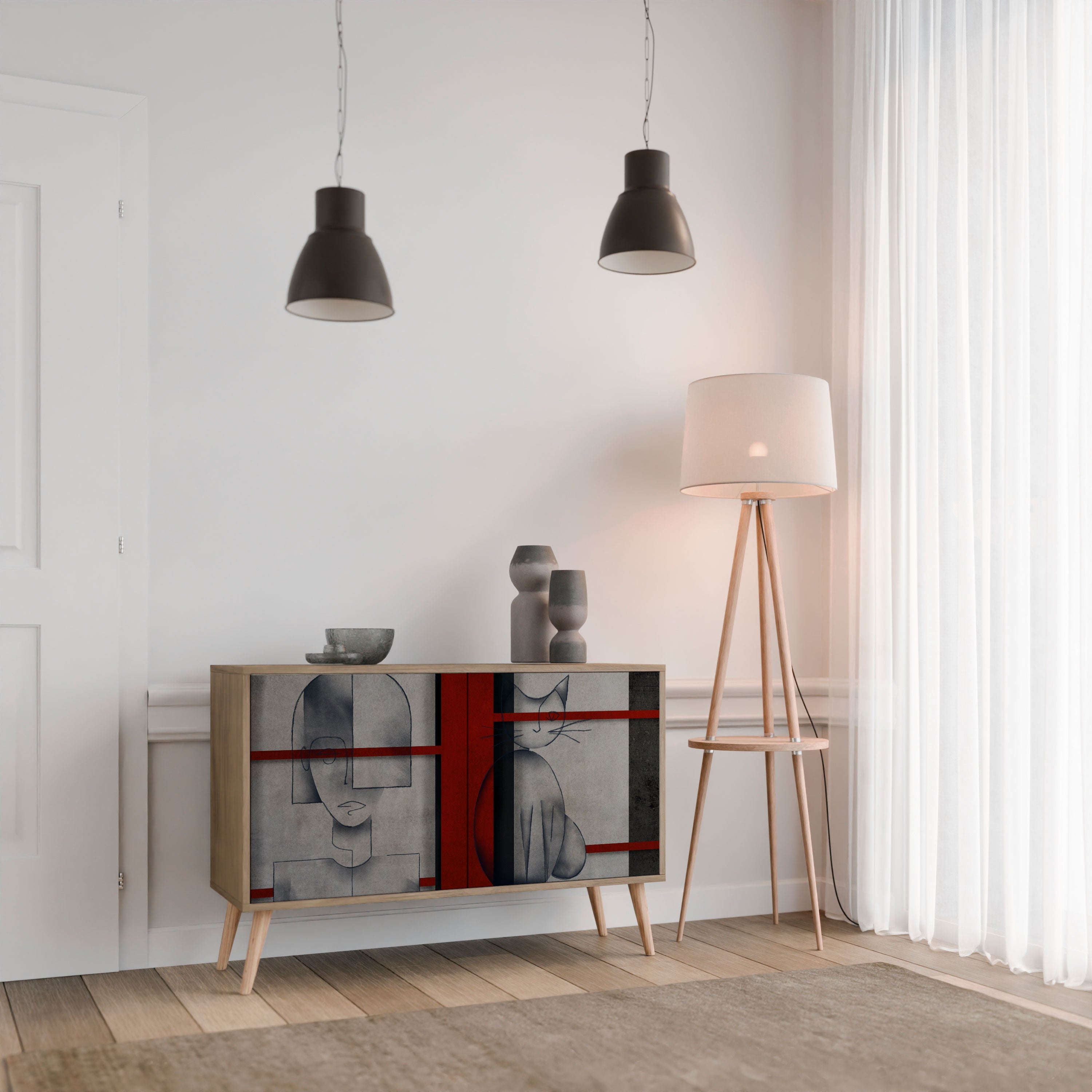 Buffet 2 portes GRAY FIGURES effet chêne