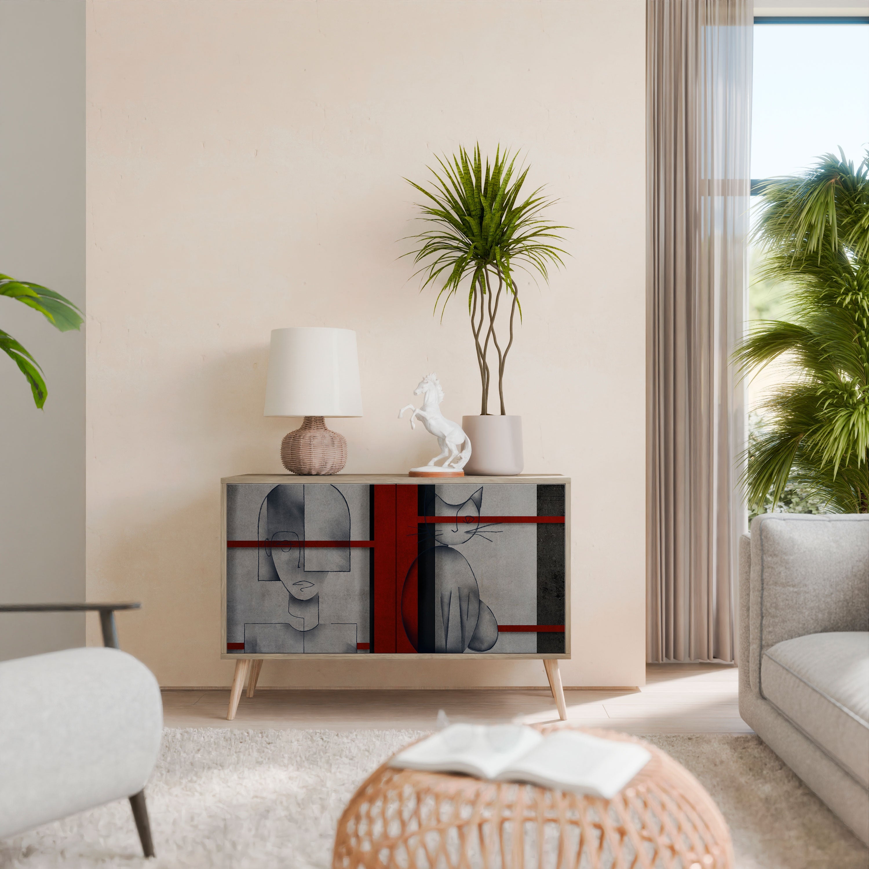 Buffet 2 portes GRAY FIGURES effet chêne