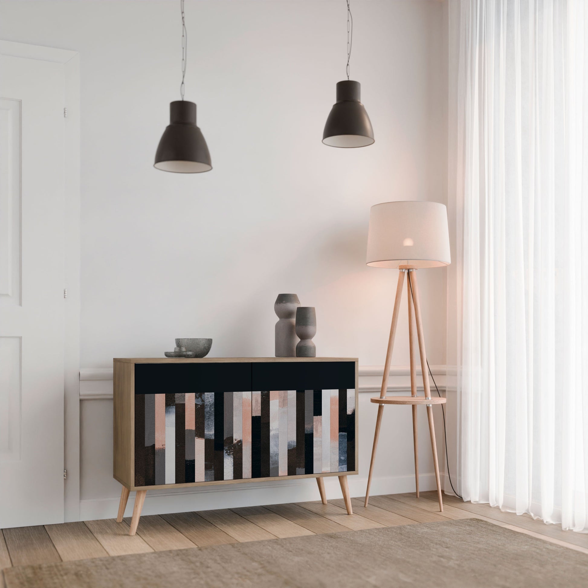 COLLAGE OF RECTANGLES 2-Door Sideboard in Oak Effect