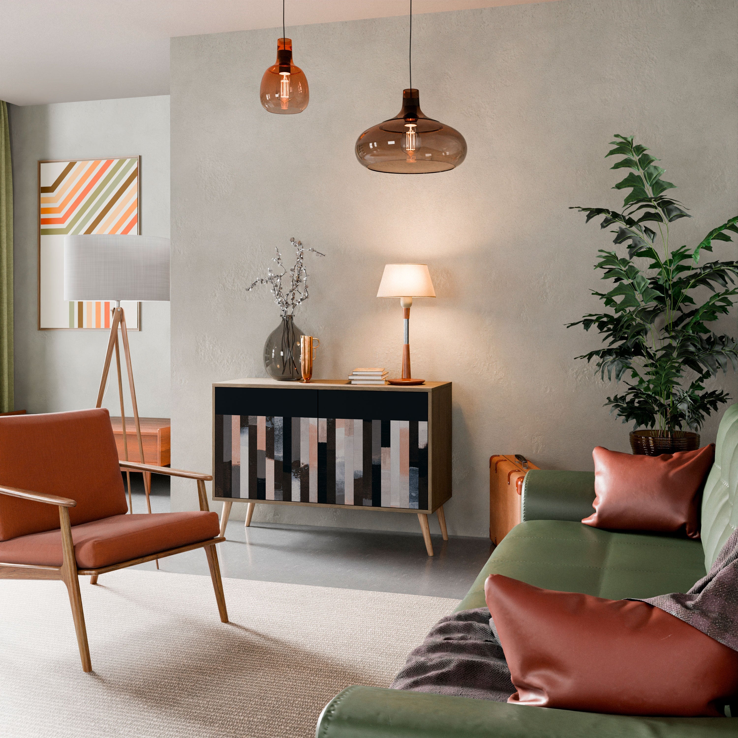 COLLAGE OF RECTANGLES 2-Door Sideboard in Oak Effect