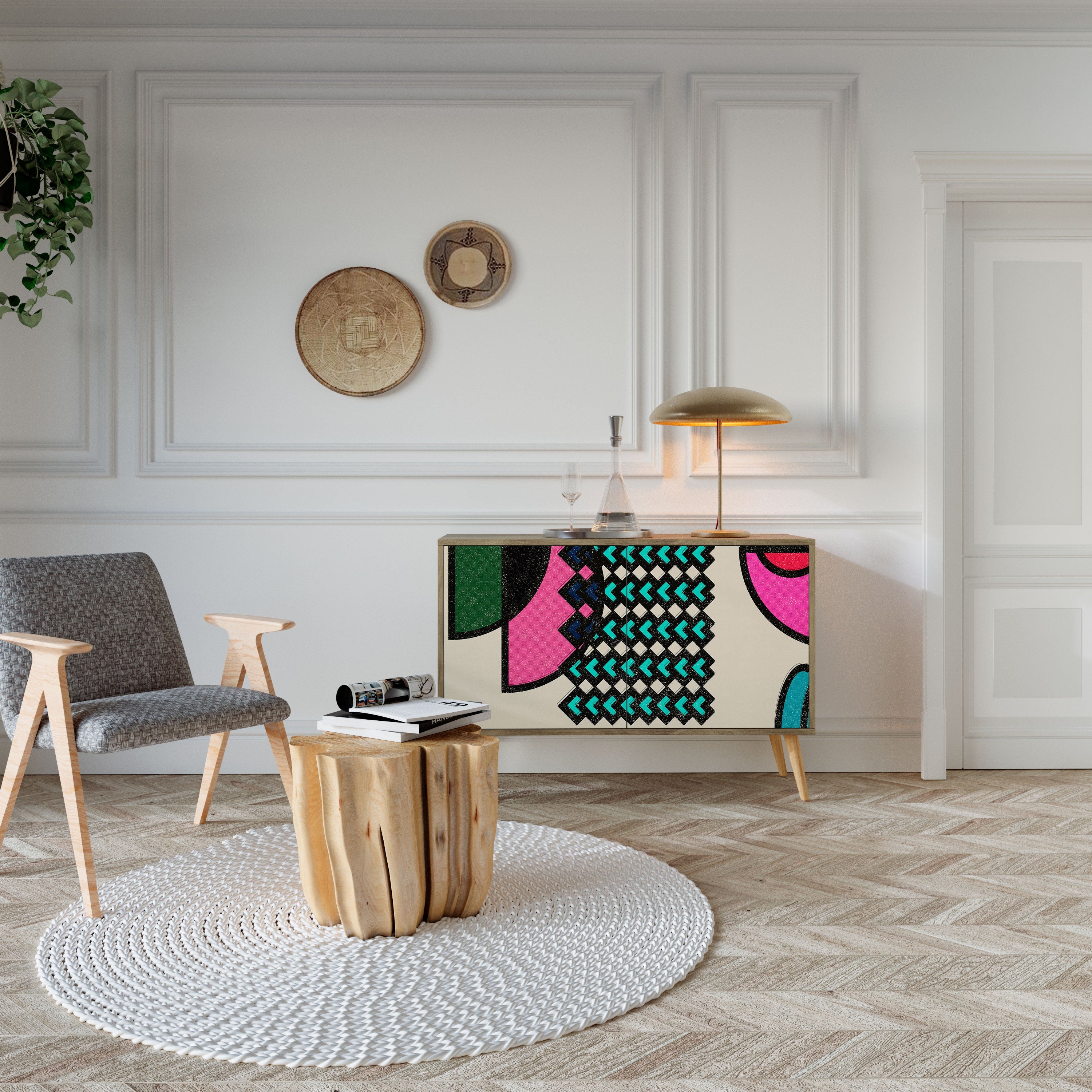 GEOMETRIC RHAPSODY 2-Door Sideboard in Oak Effect