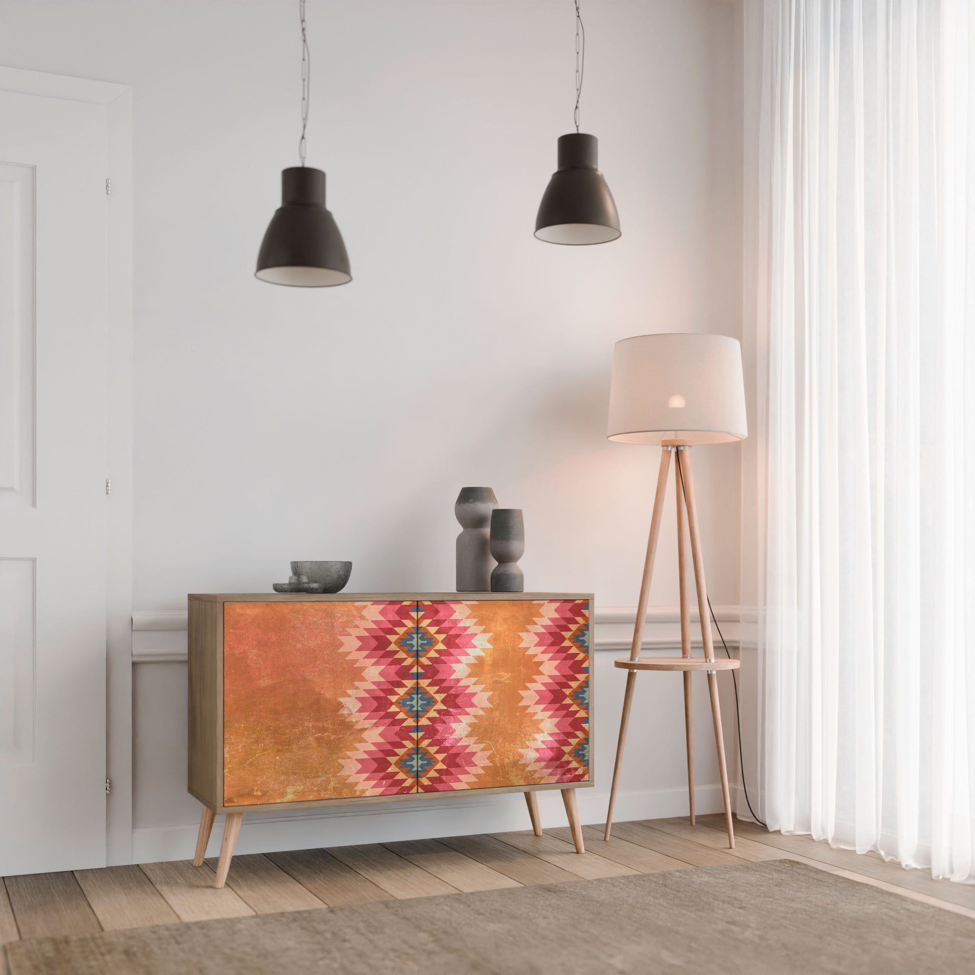 INDIAN FOLK 2-Door Sideboard in Oak Effect