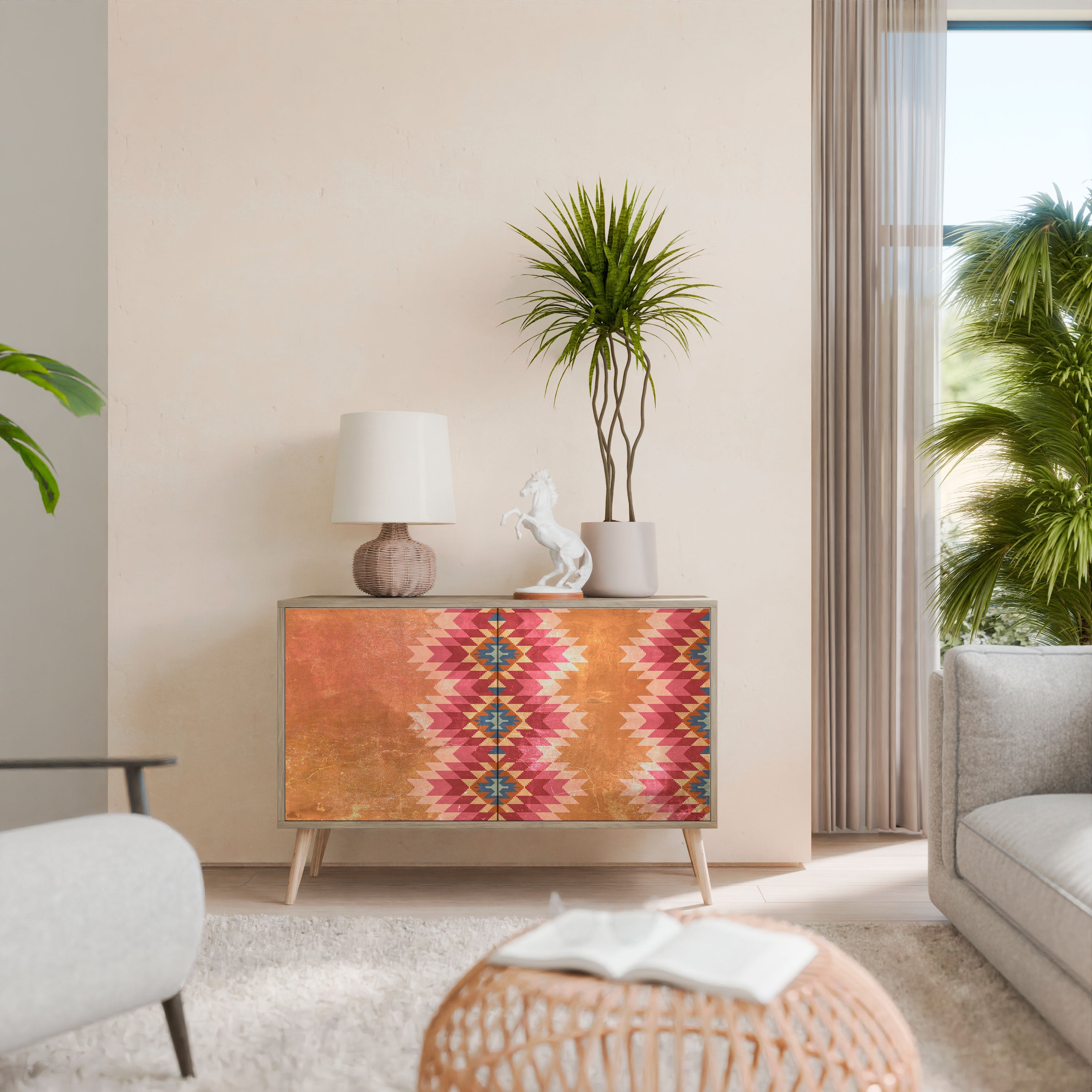 INDIAN FOLK 2-Door Sideboard in Oak Effect