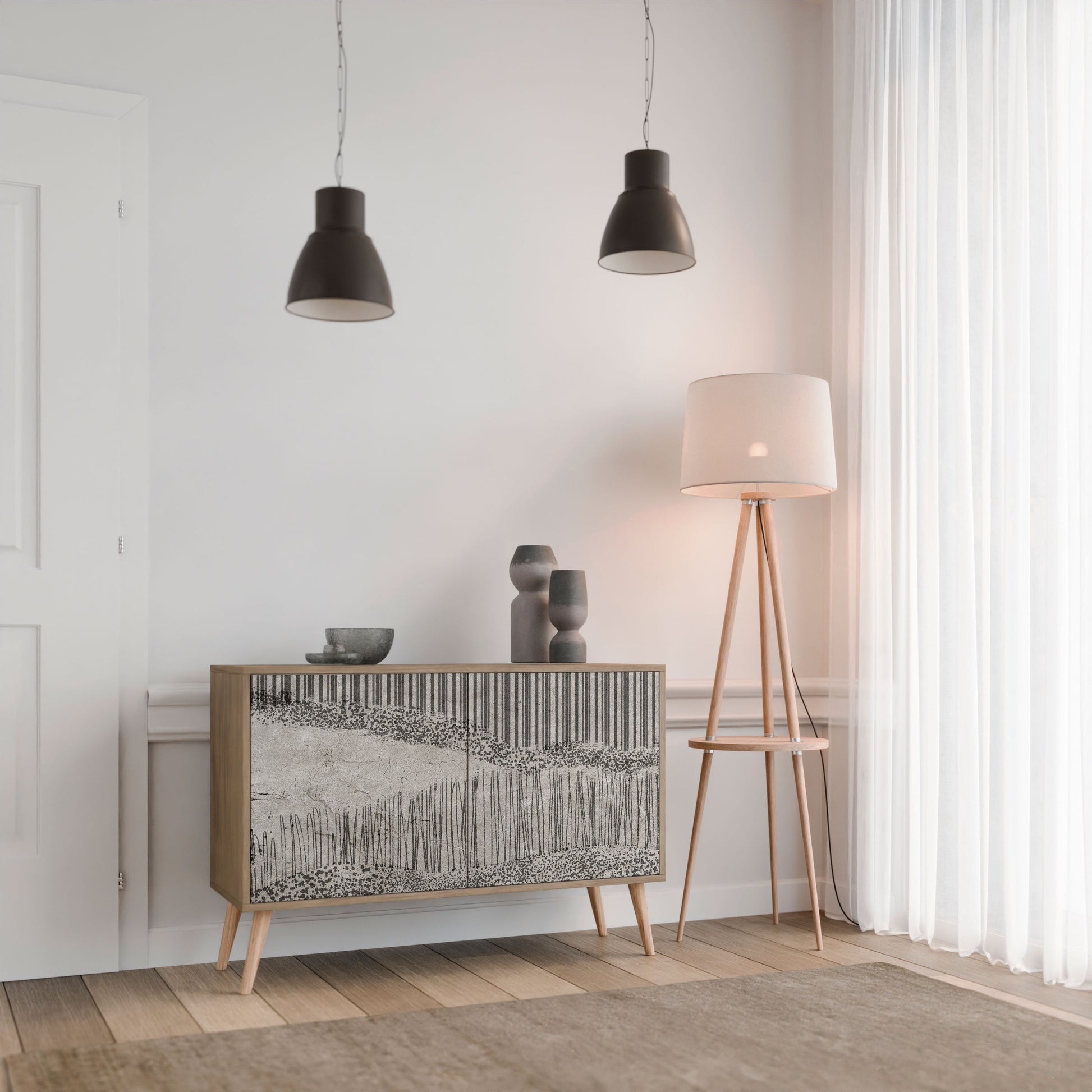 GRAIN LINES 2-Door Sideboard in Oak Effect