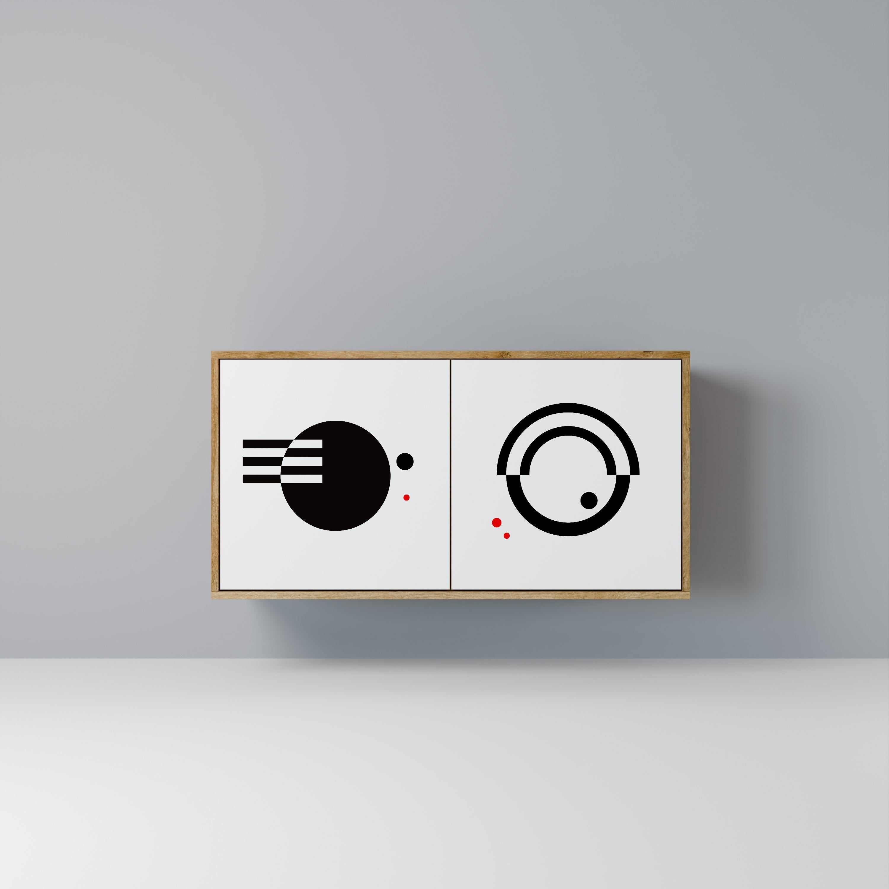 BLACK AND WHITE COMBINATION 2-Door Sideboard in Oak Effect