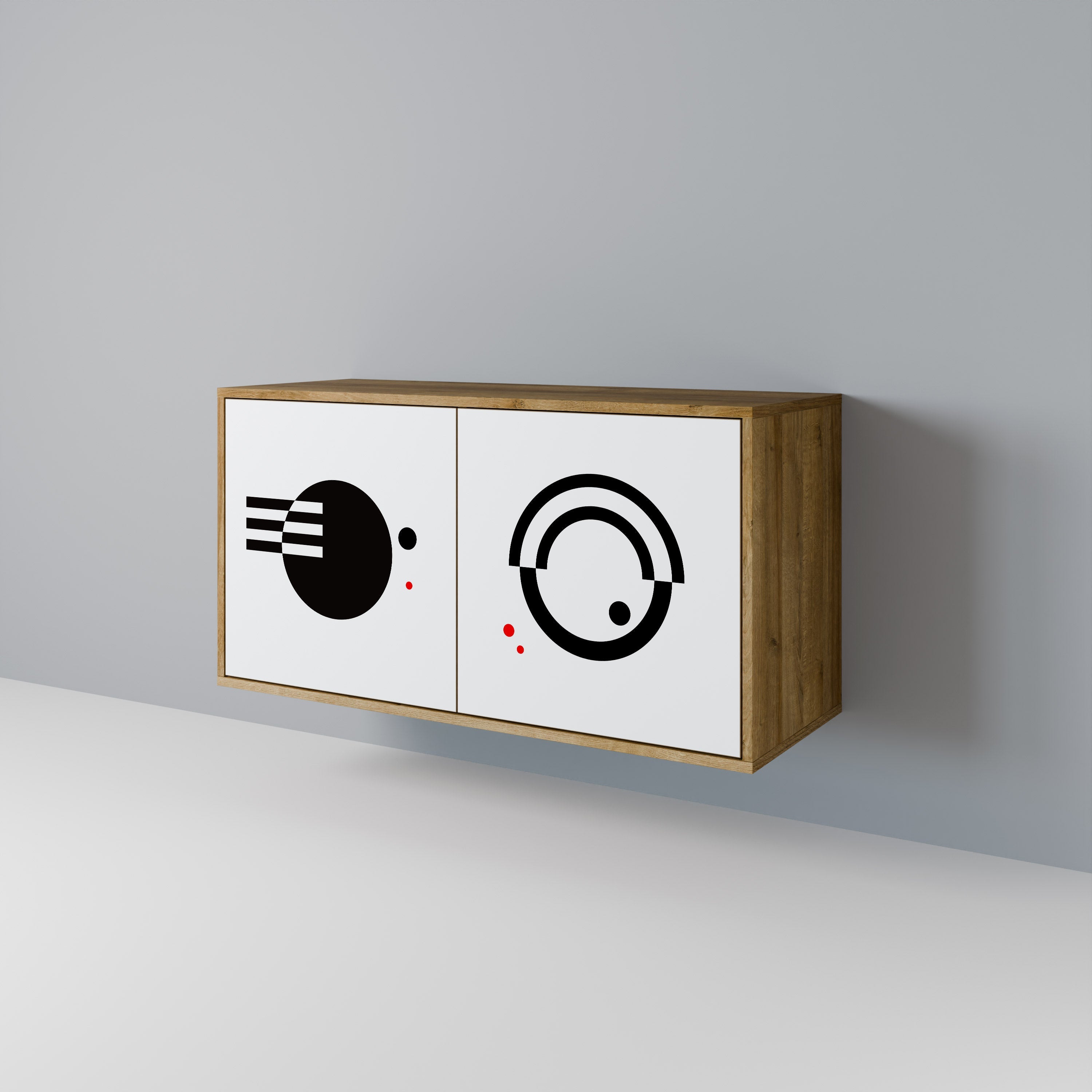 BLACK AND WHITE COMBINATION 2-Door Sideboard in Oak Effect