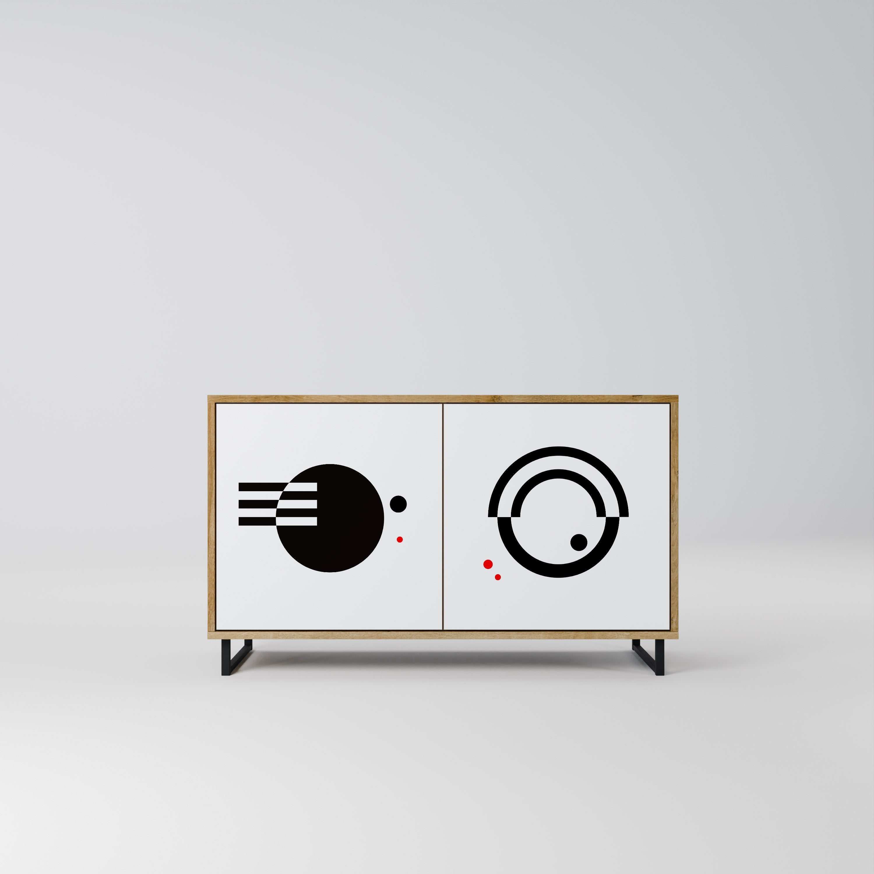 BLACK AND WHITE COMBINATION 2-Door Sideboard in Oak Effect