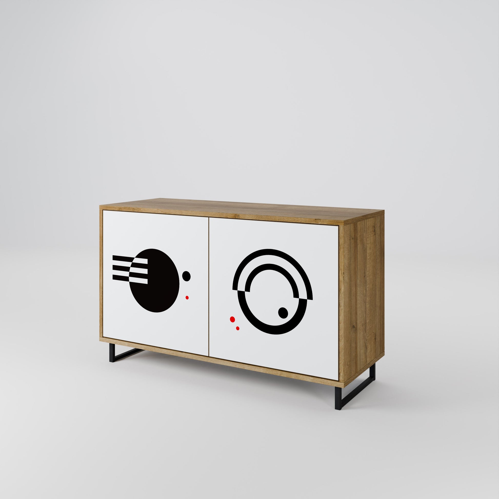 BLACK AND WHITE COMBINATION 2-Door Sideboard in Oak Effect