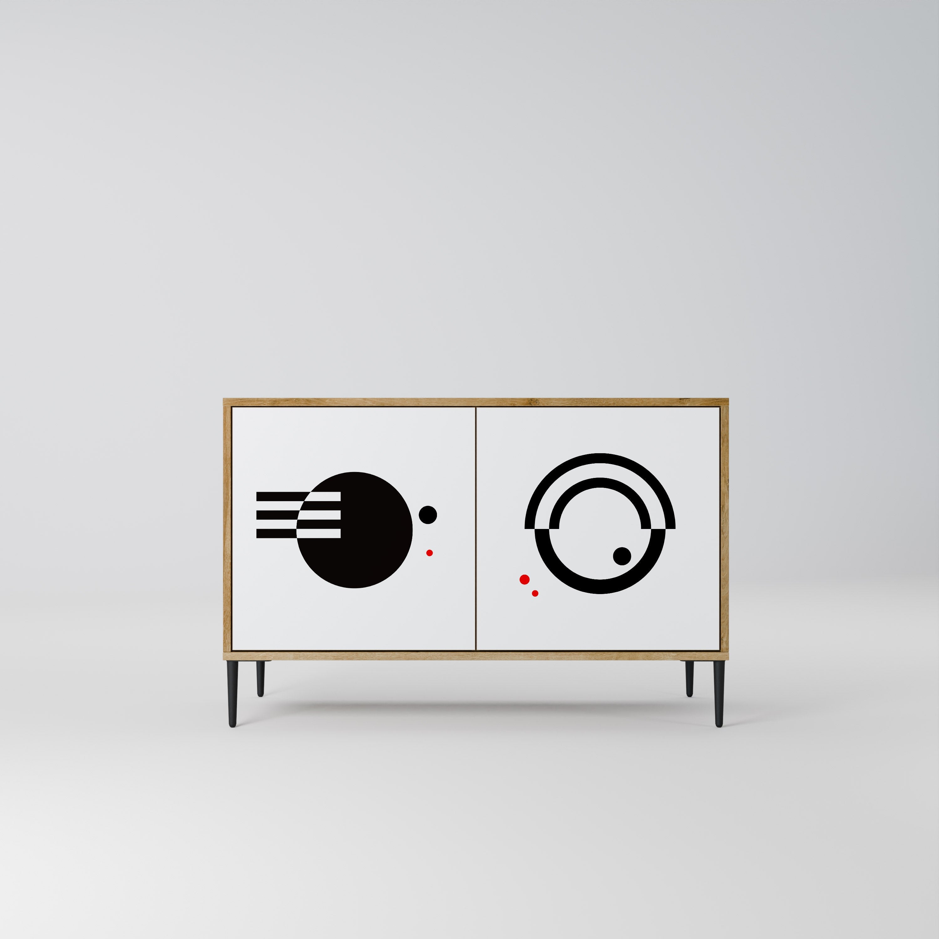 BLACK AND WHITE COMBINATION 2-Door Sideboard in Oak Effect