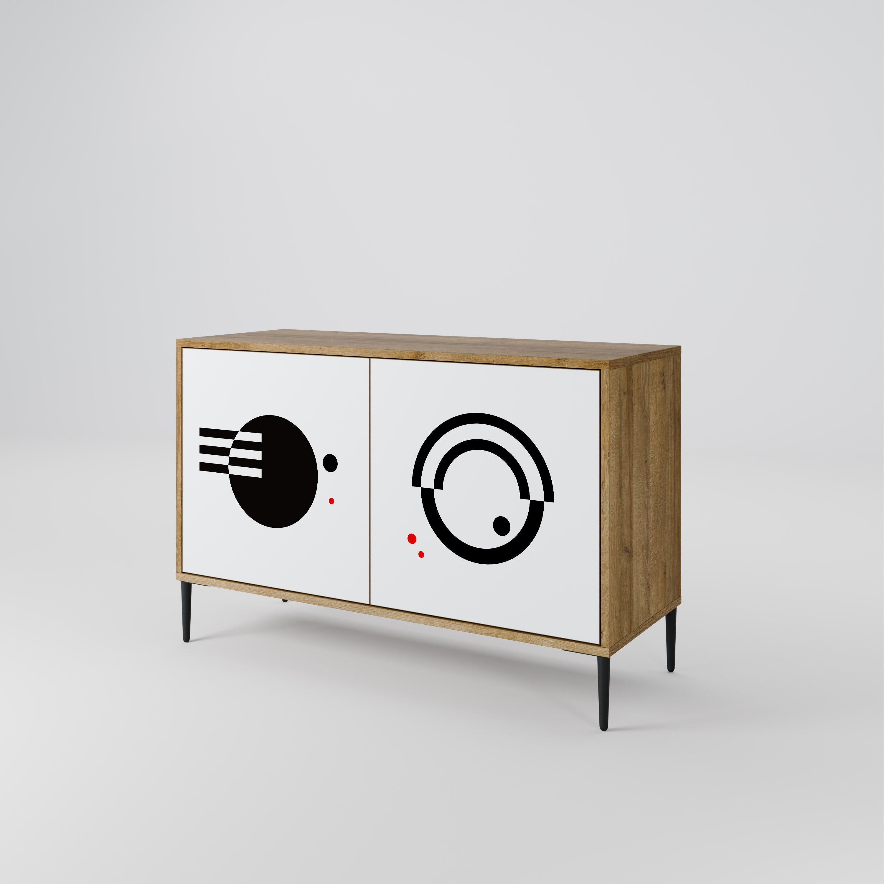 BLACK AND WHITE COMBINATION 2-Door Sideboard in Oak Effect