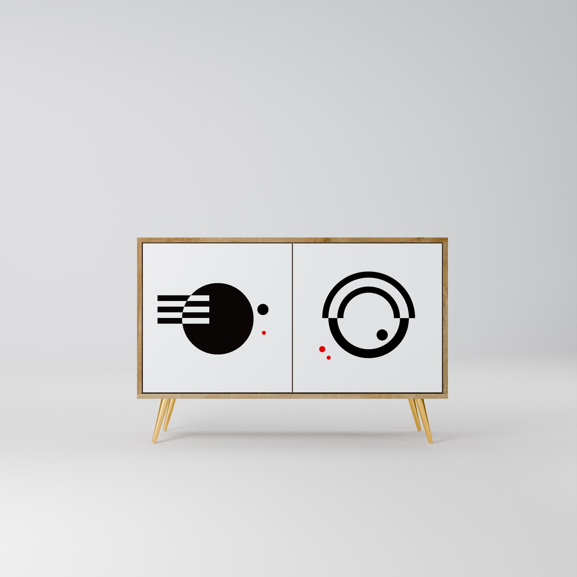 BLACK AND WHITE COMBINATION 2-Door Sideboard in Oak Effect
