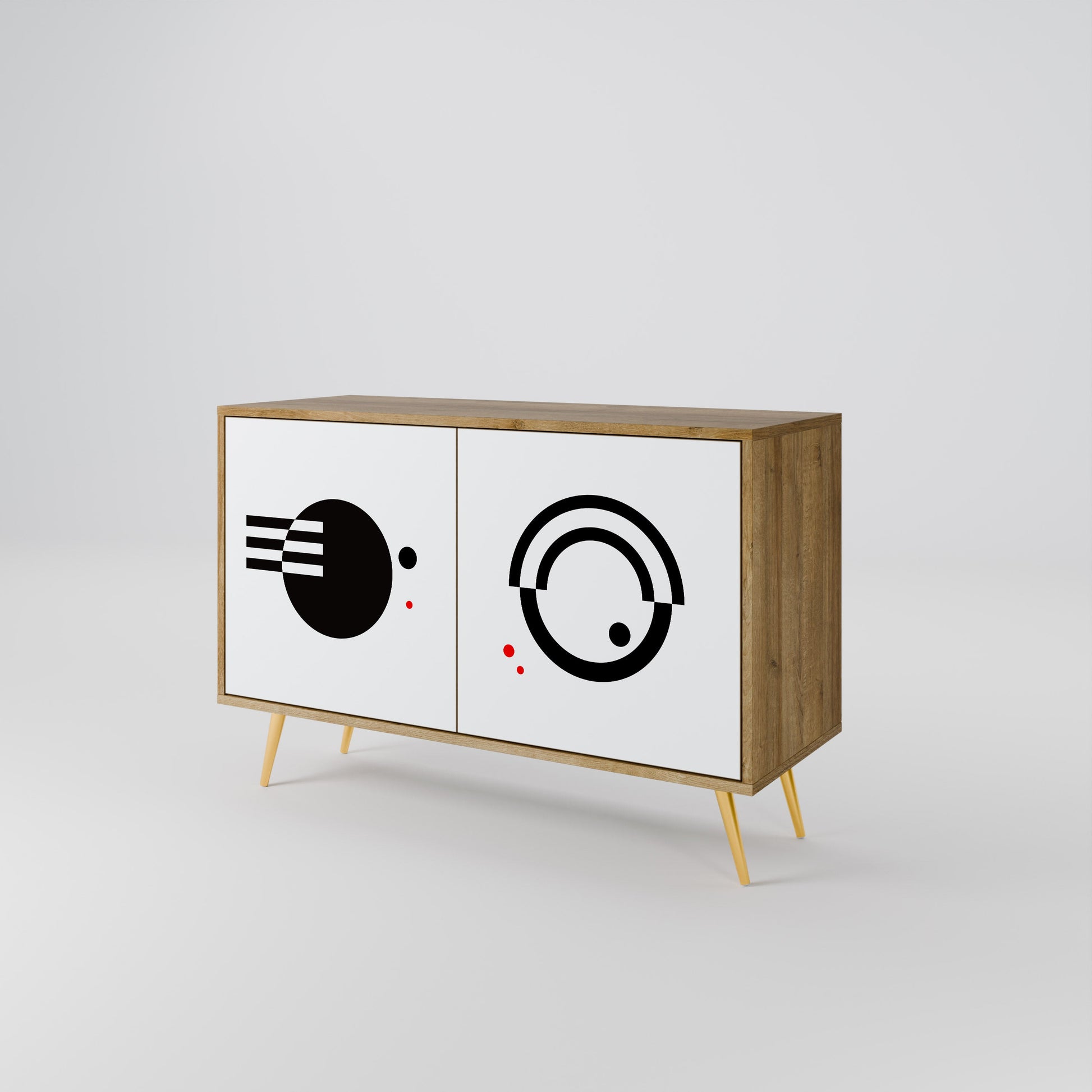 BLACK AND WHITE COMBINATION 2-Door Sideboard in Oak Effect