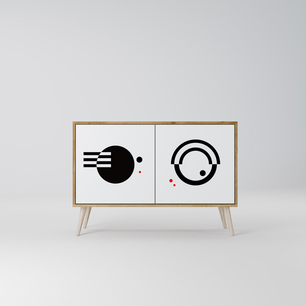 BLACK AND WHITE COMBINATION 2-Door Sideboard in Oak Effect