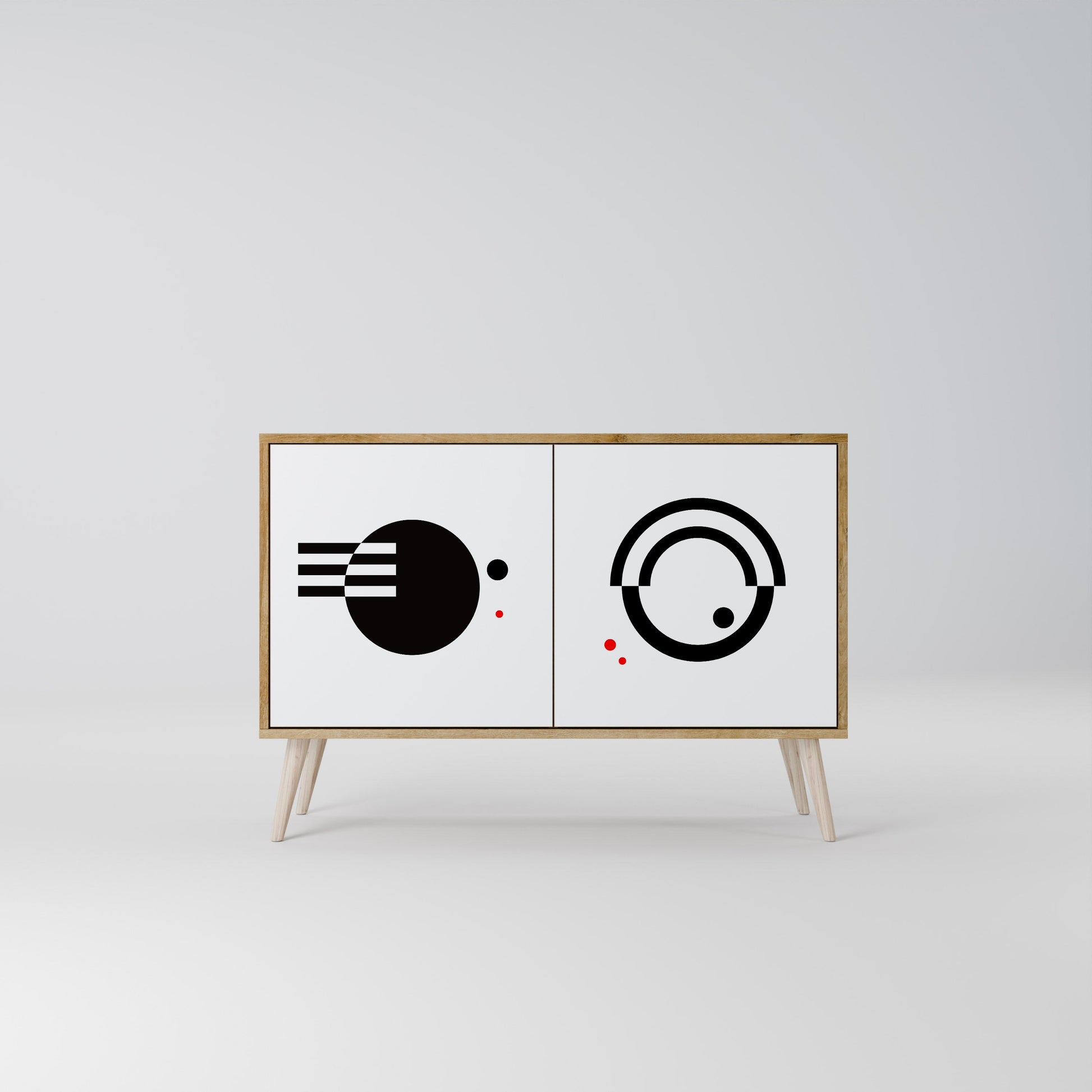 BLACK AND WHITE COMBINATION 2-Door Sideboard in Oak Effect
