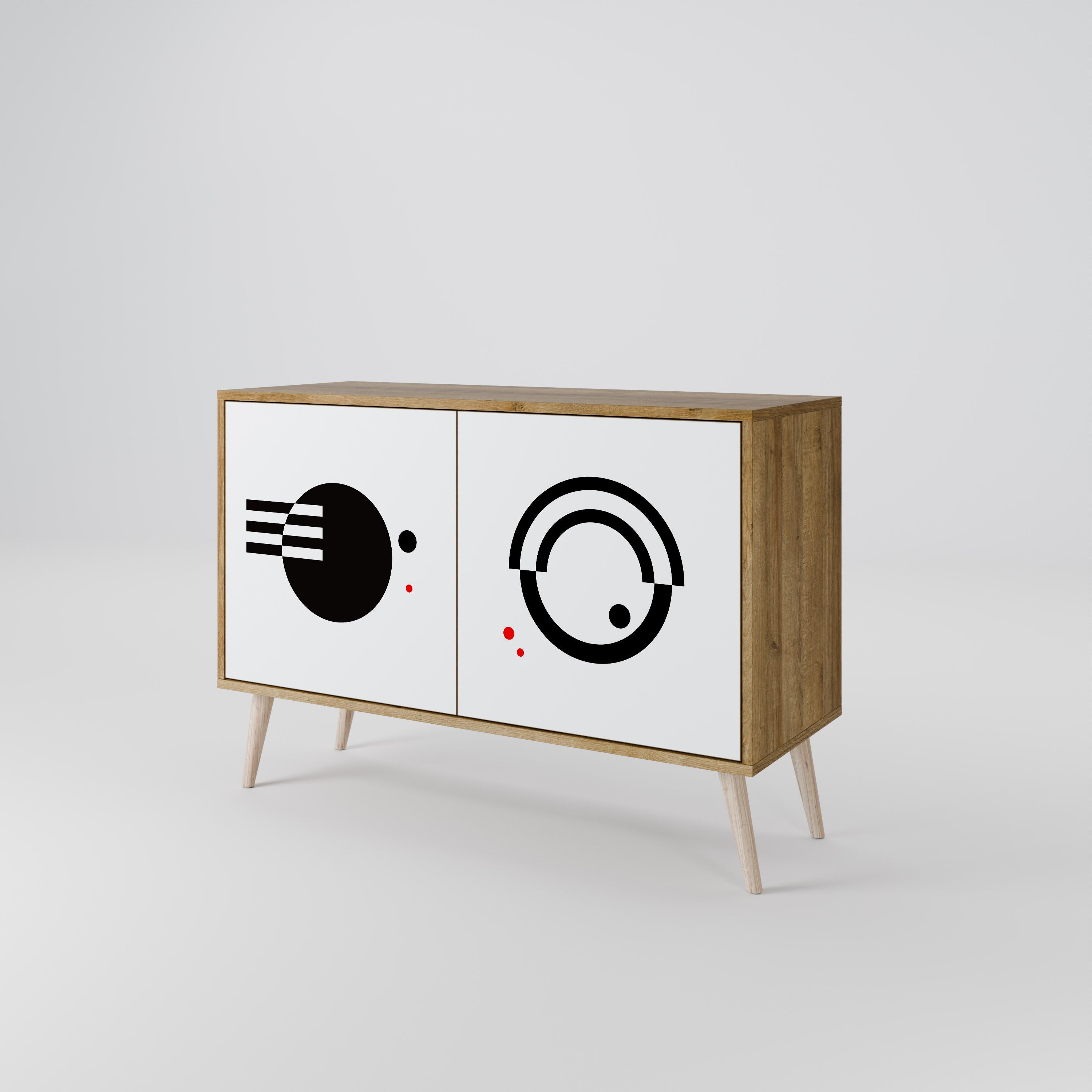 BLACK AND WHITE COMBINATION 2-Door Sideboard in Oak Effect