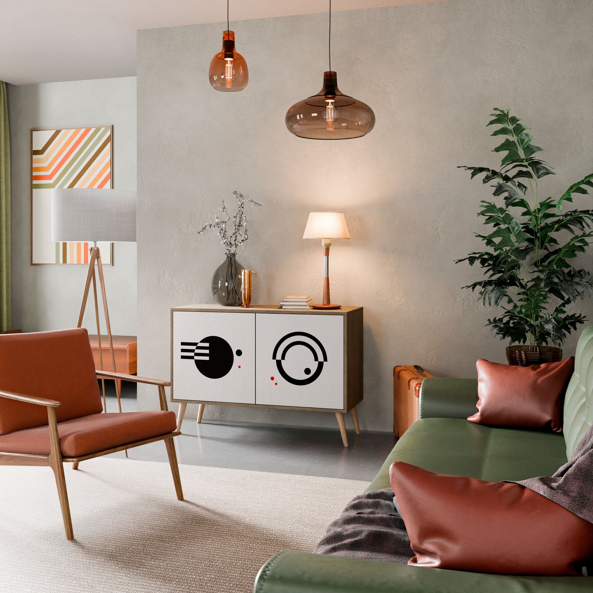 BLACK AND WHITE COMBINATION 2-Door Sideboard in Oak Effect