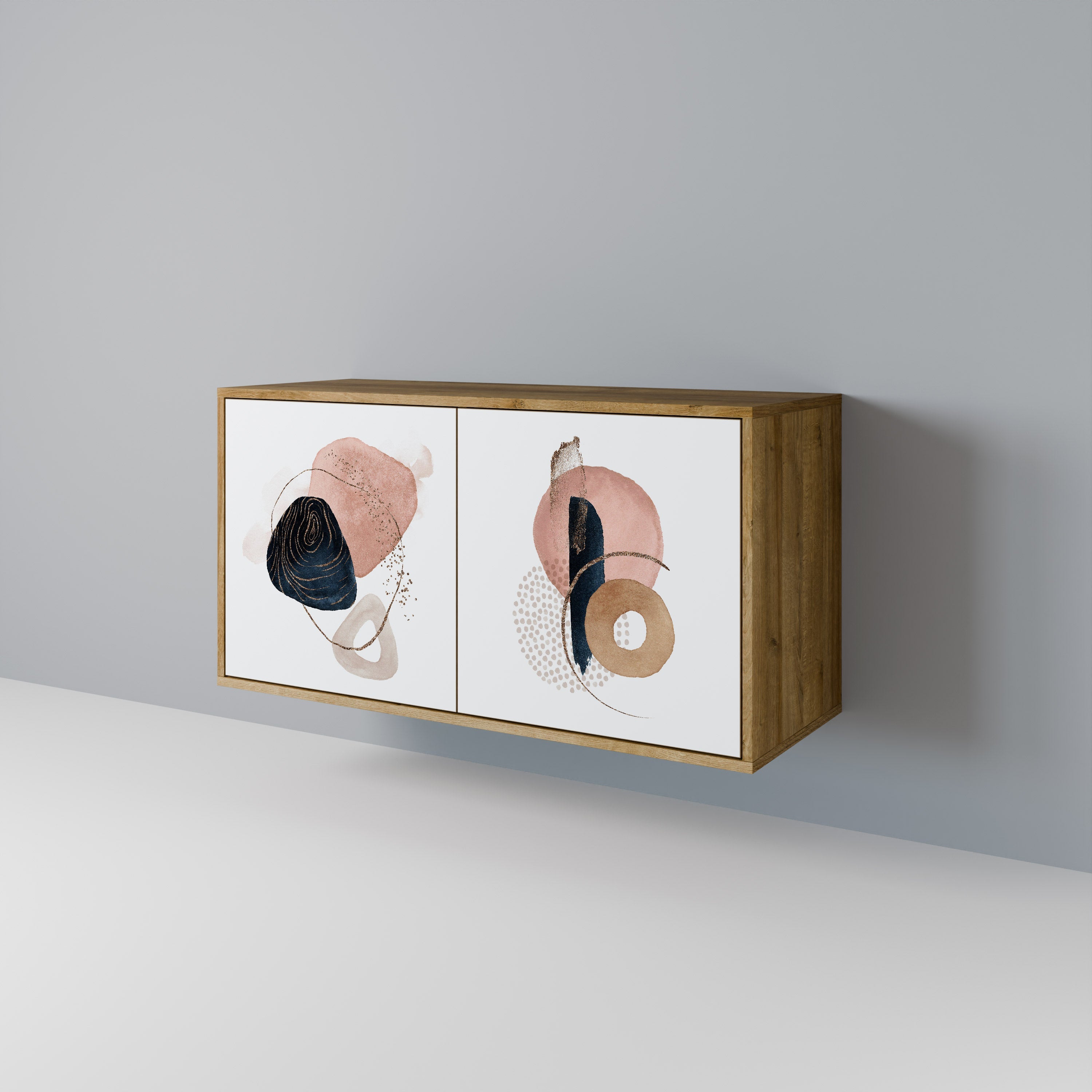 Buffet 2 portes COLORFUL SHAPES effet chêne