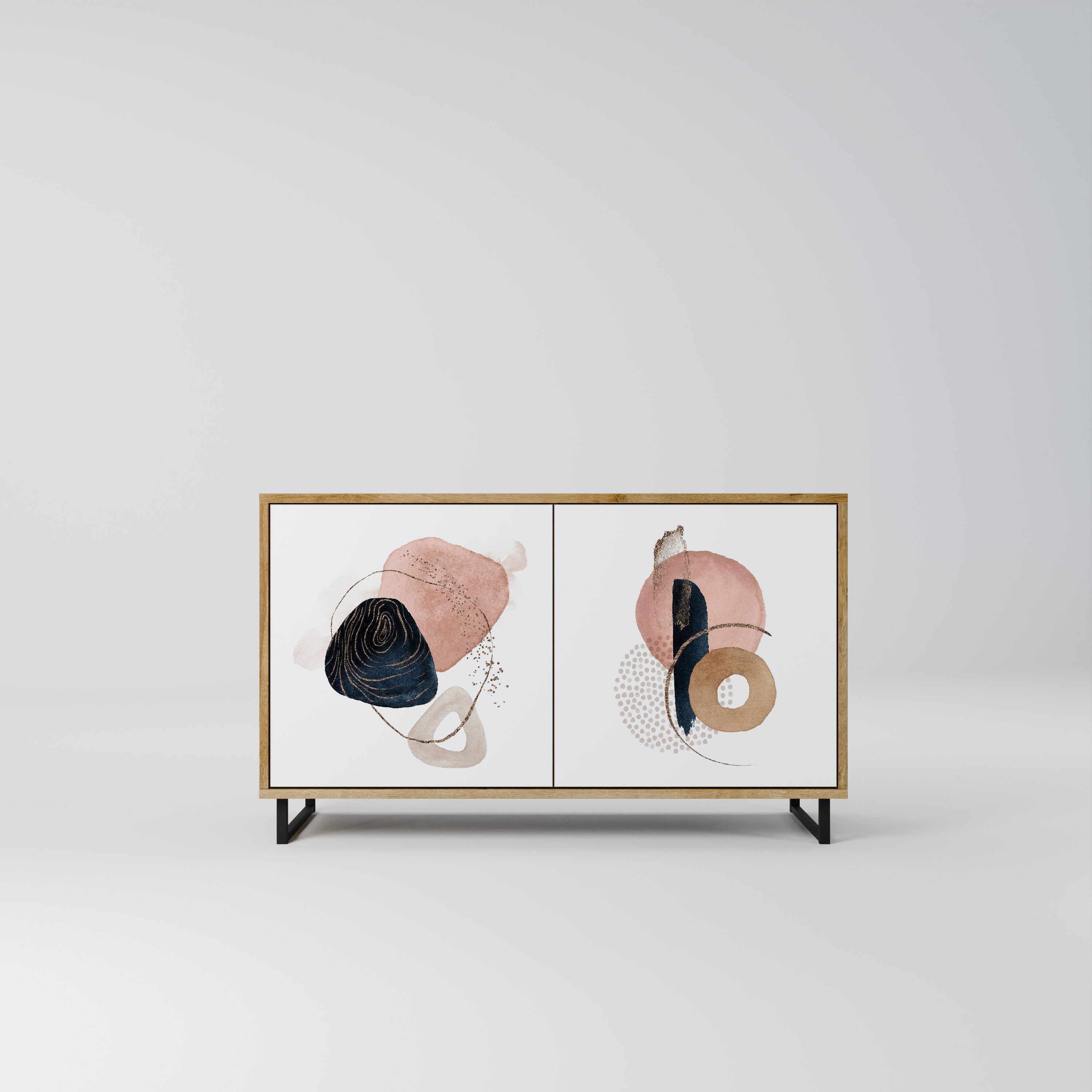 Buffet 2 portes COLORFUL SHAPES effet chêne