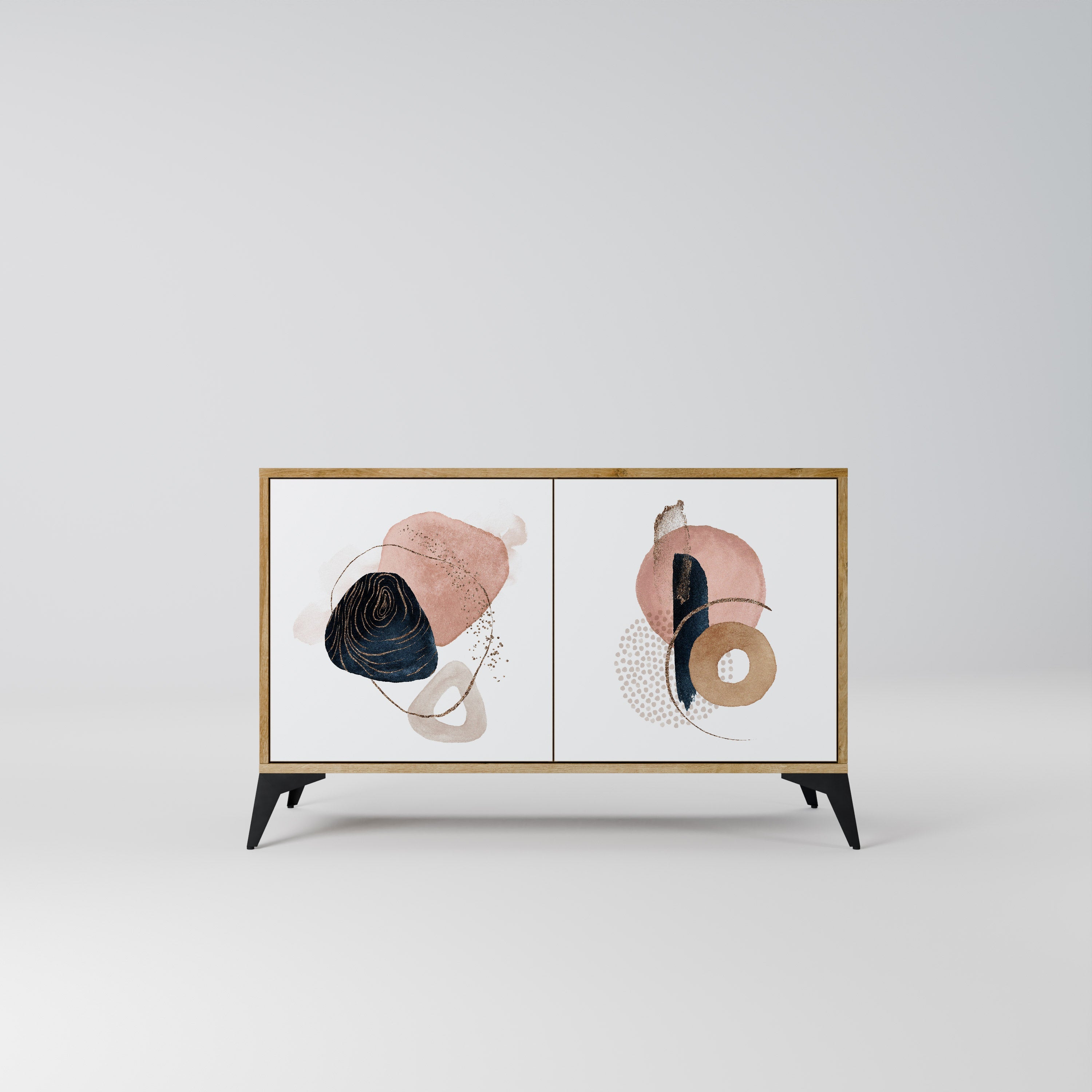 Buffet 2 portes COLORFUL SHAPES effet chêne