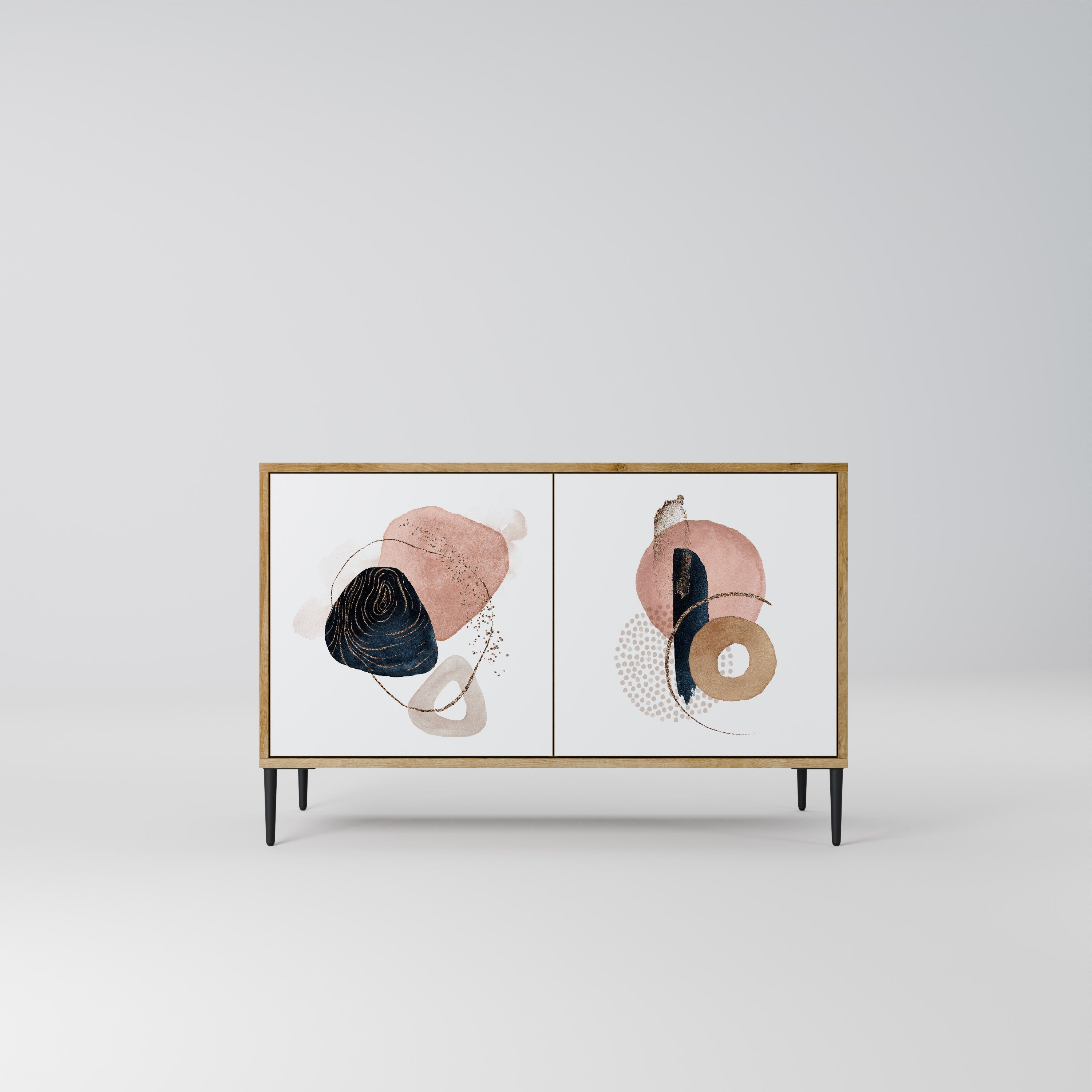 Buffet 2 portes COLORFUL SHAPES effet chêne