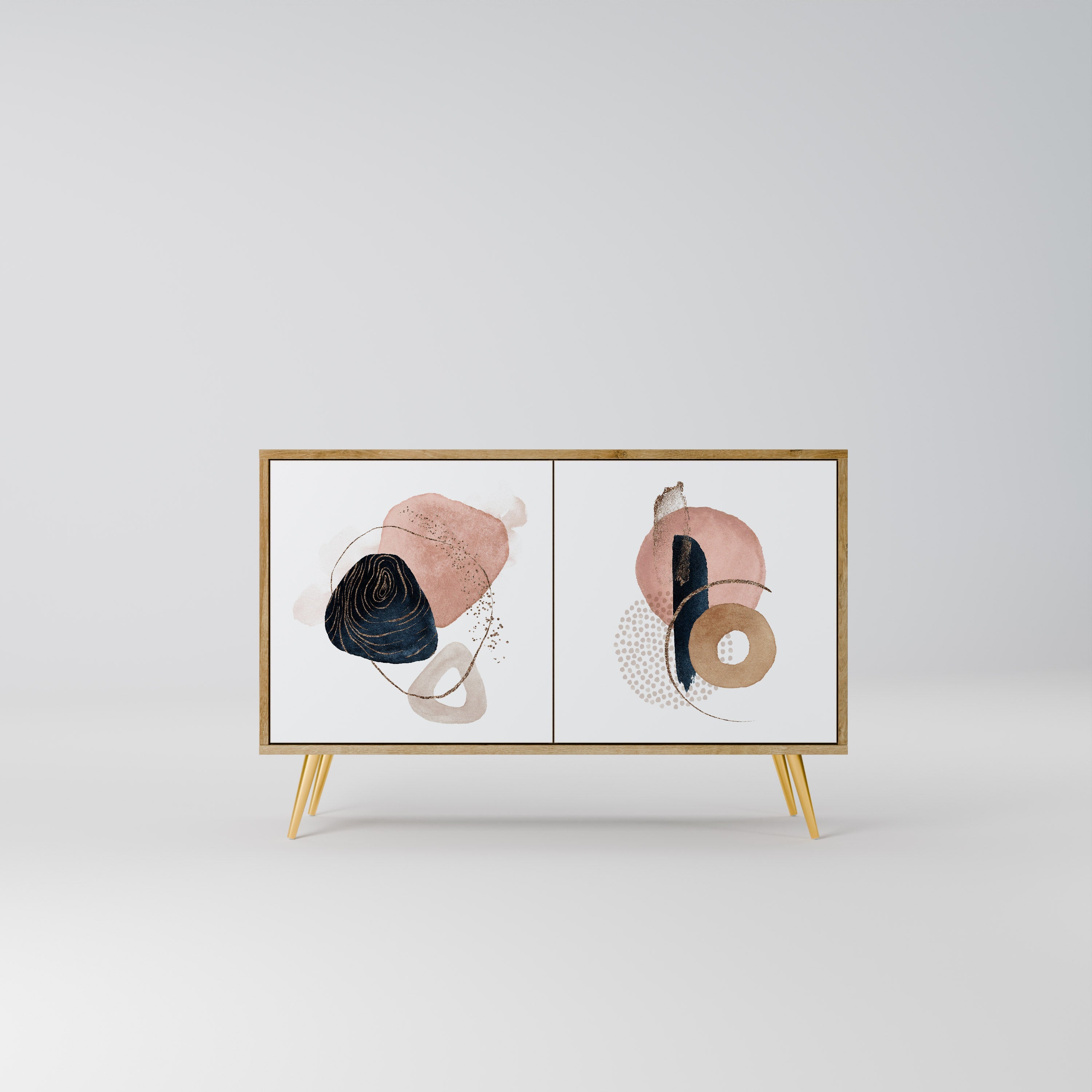 Buffet 2 portes COLORFUL SHAPES effet chêne