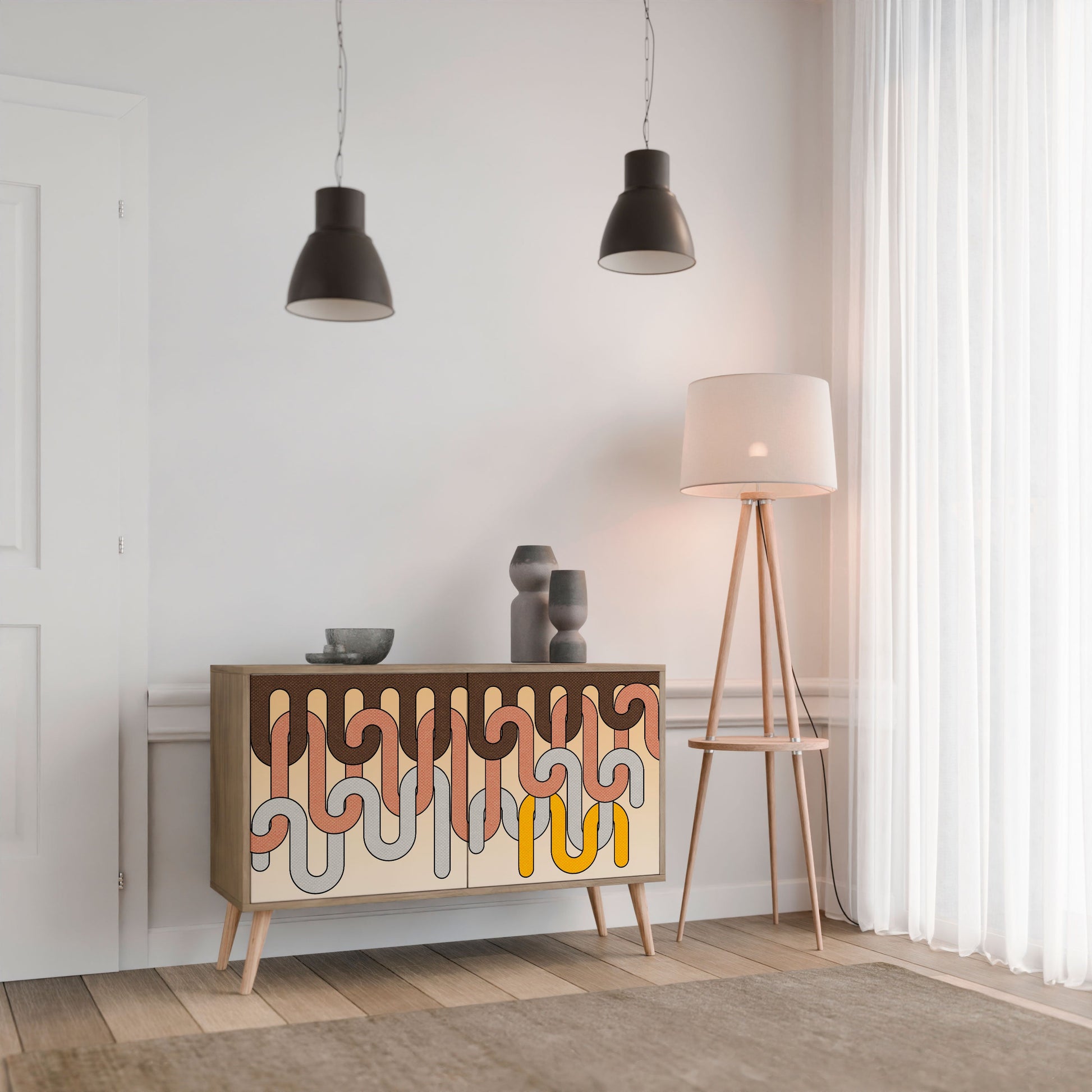 COLORFUL STRINGS 2-Door Sideboard in Oak Effect