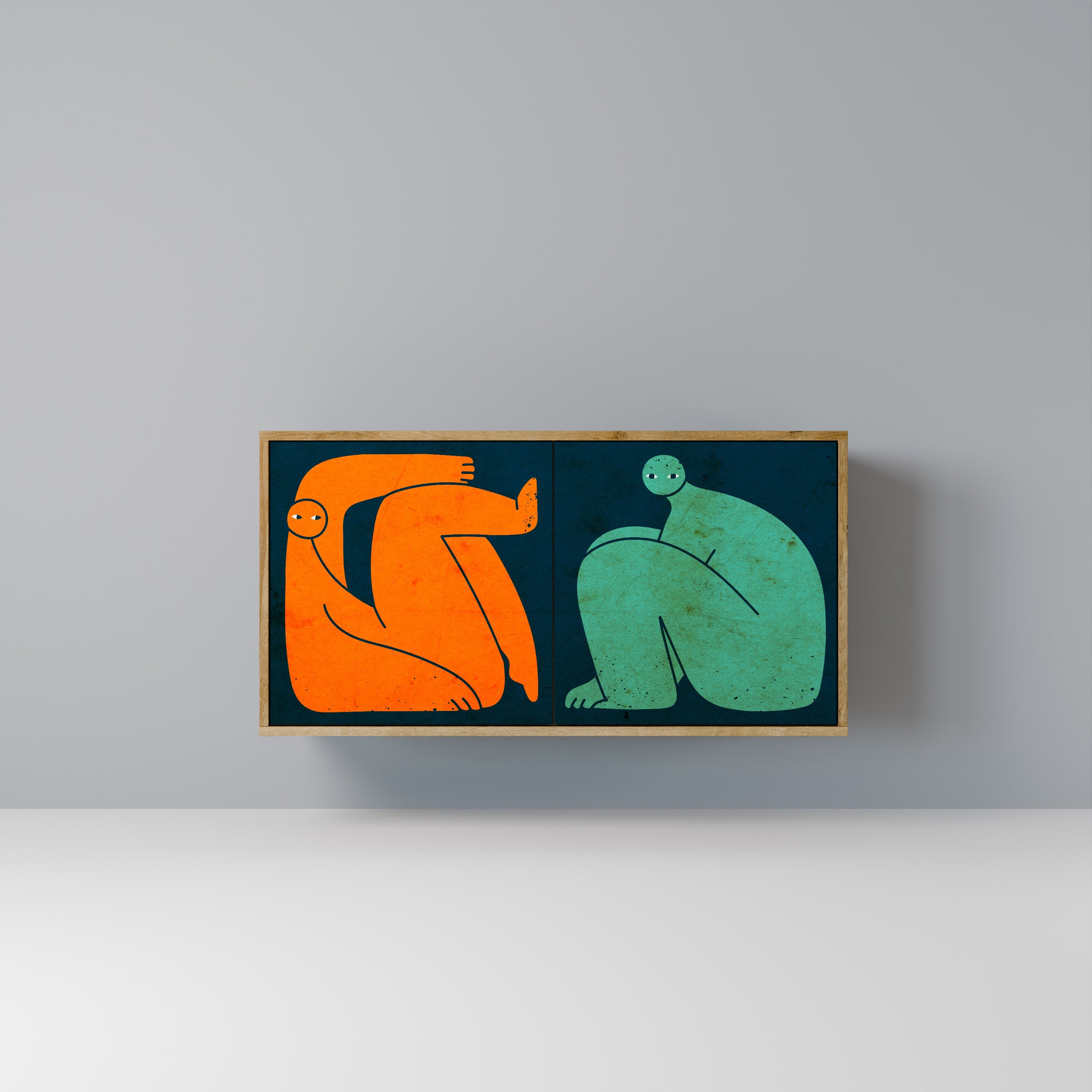 Buffet 2 portes ENSEMBLE MAIS SÉPARÉMENT effet chêne