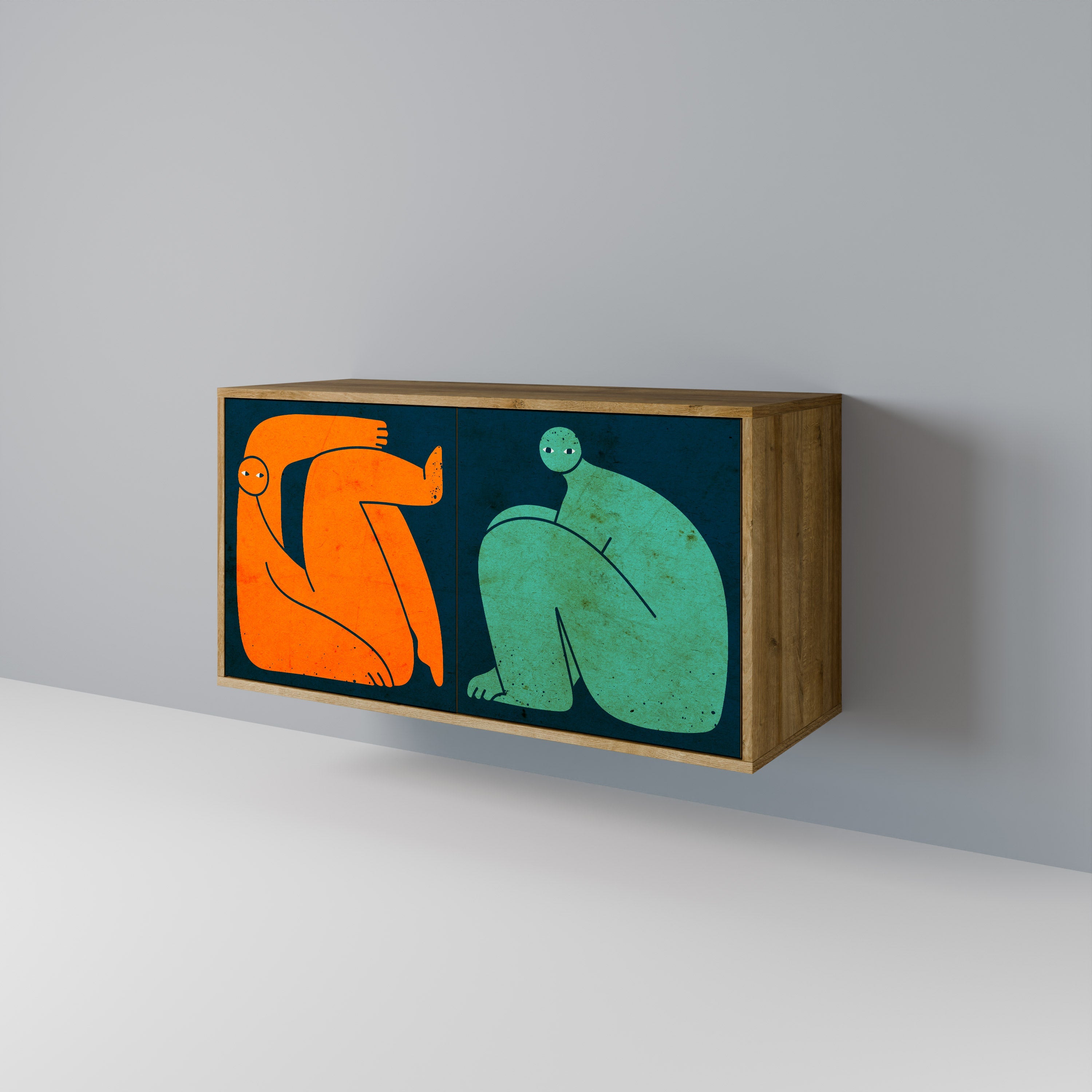 Buffet 2 portes ENSEMBLE MAIS SÉPARÉMENT effet chêne