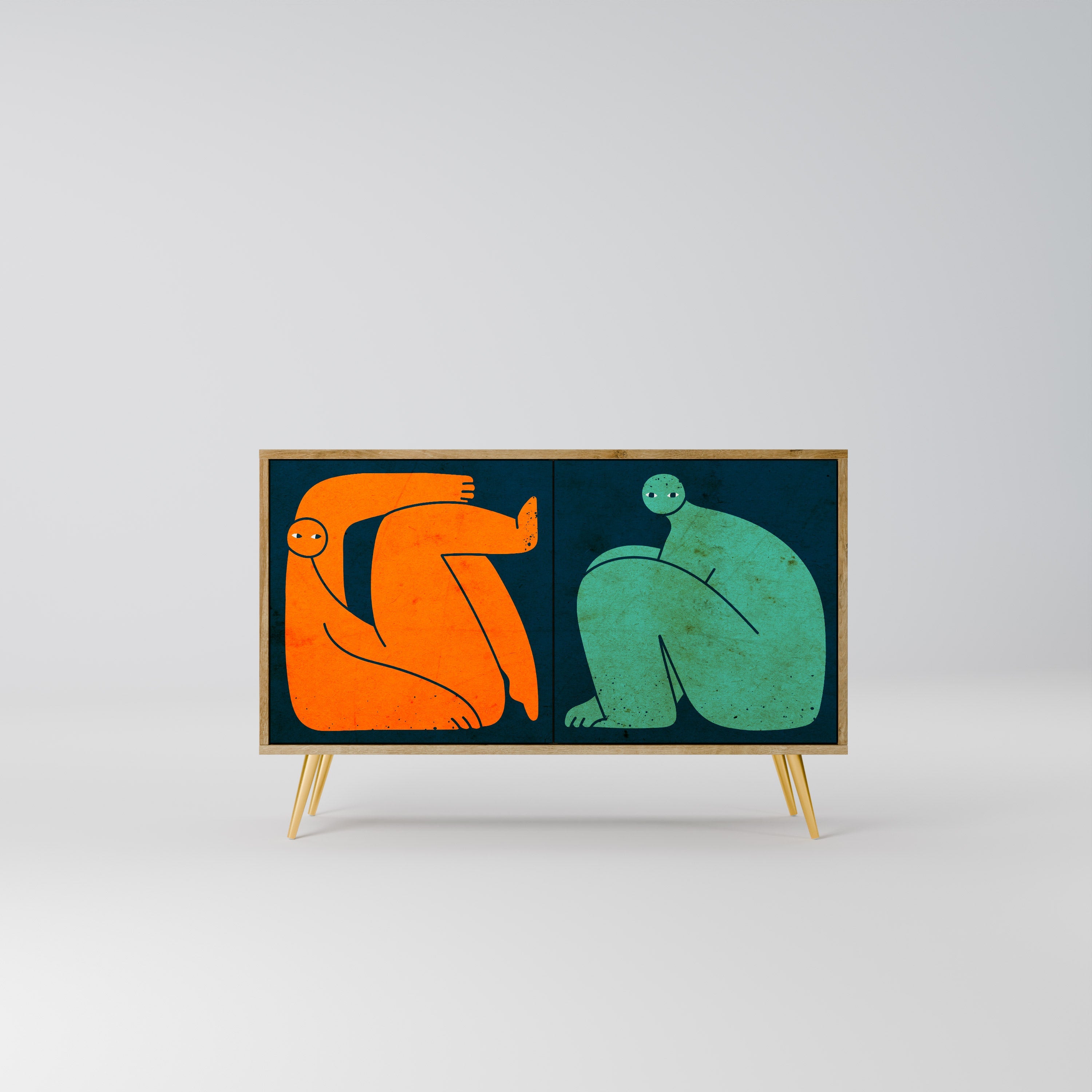 Buffet 2 portes ENSEMBLE MAIS SÉPARÉMENT effet chêne