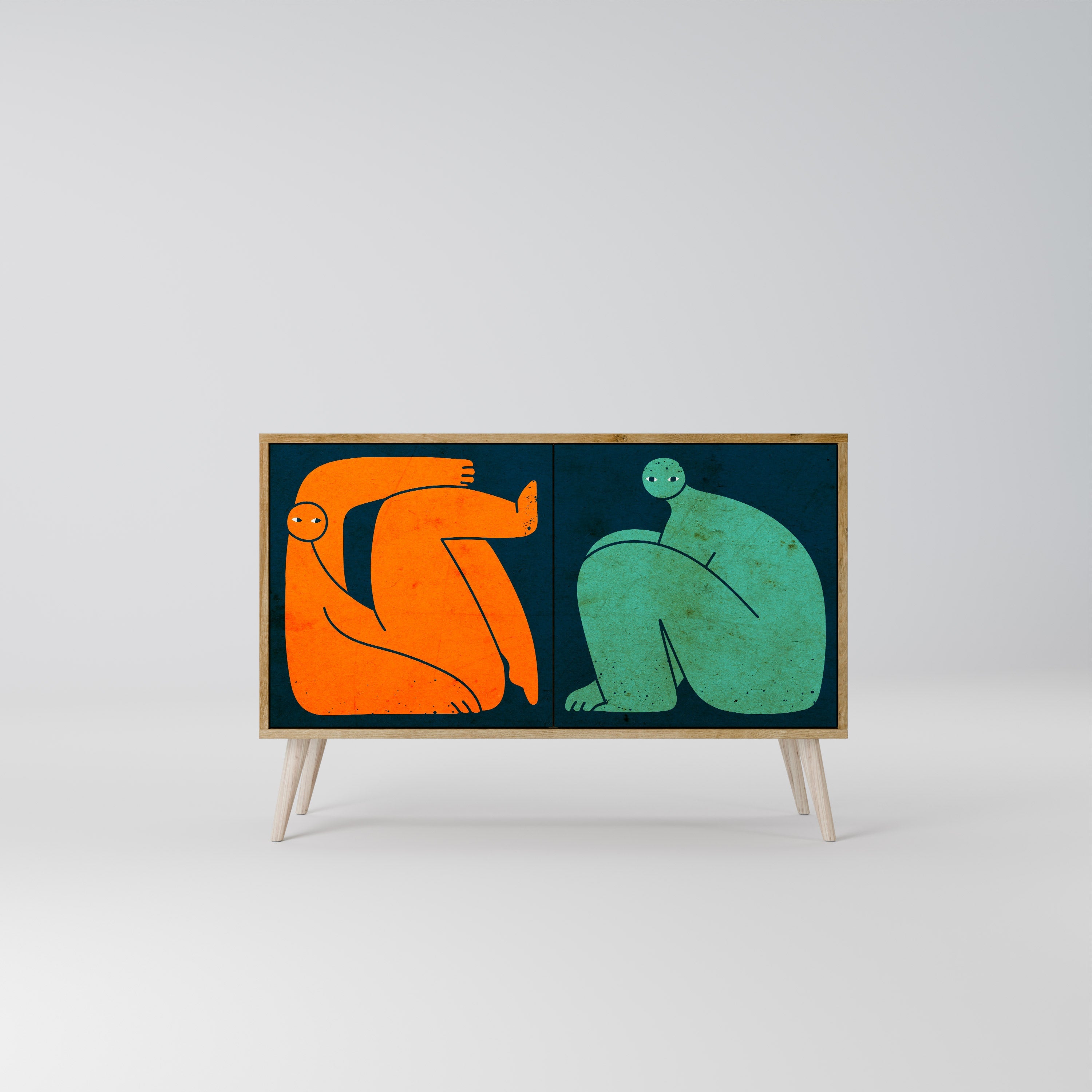 Buffet 2 portes ENSEMBLE MAIS SÉPARÉMENT effet chêne