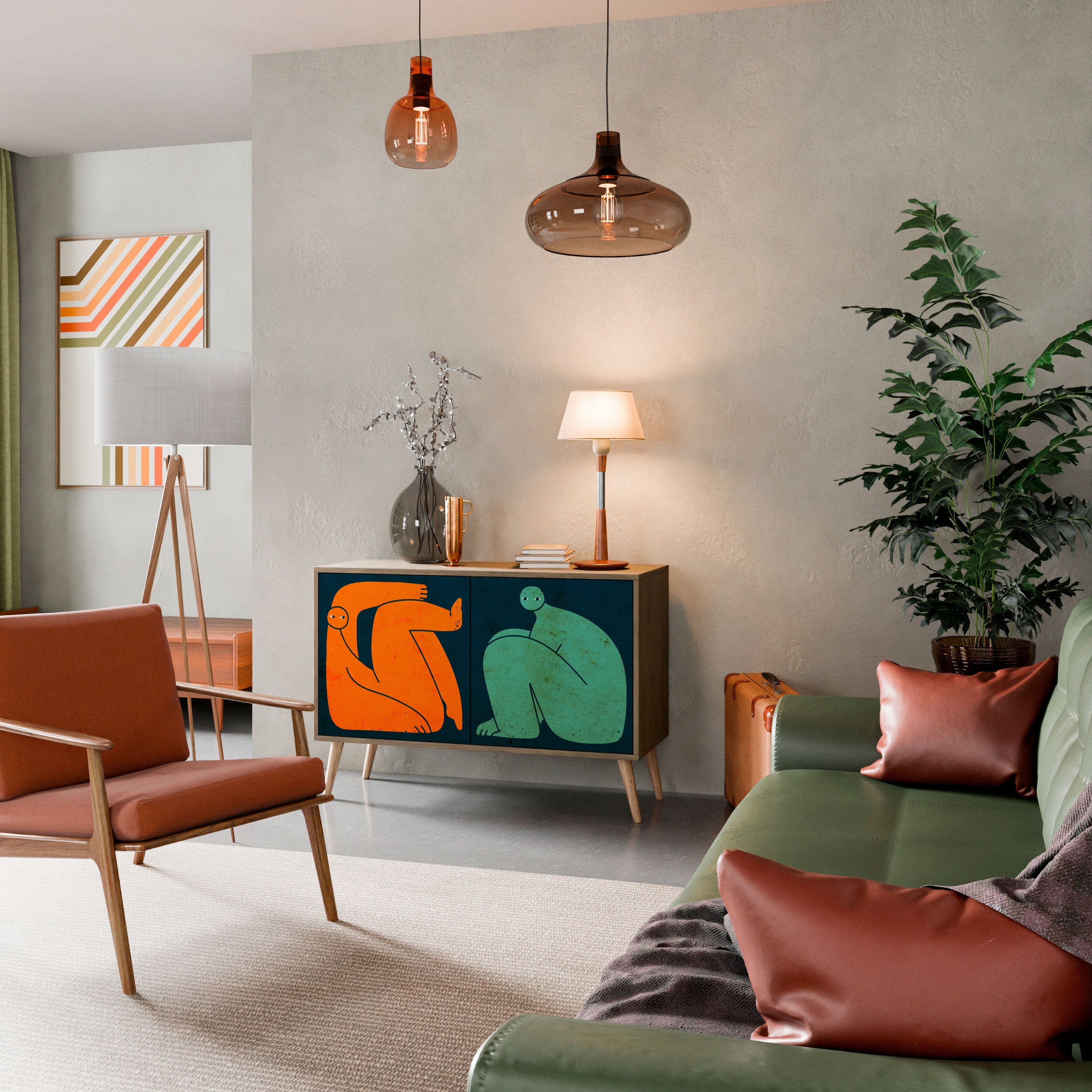 Buffet 2 portes ENSEMBLE MAIS SÉPARÉMENT effet chêne